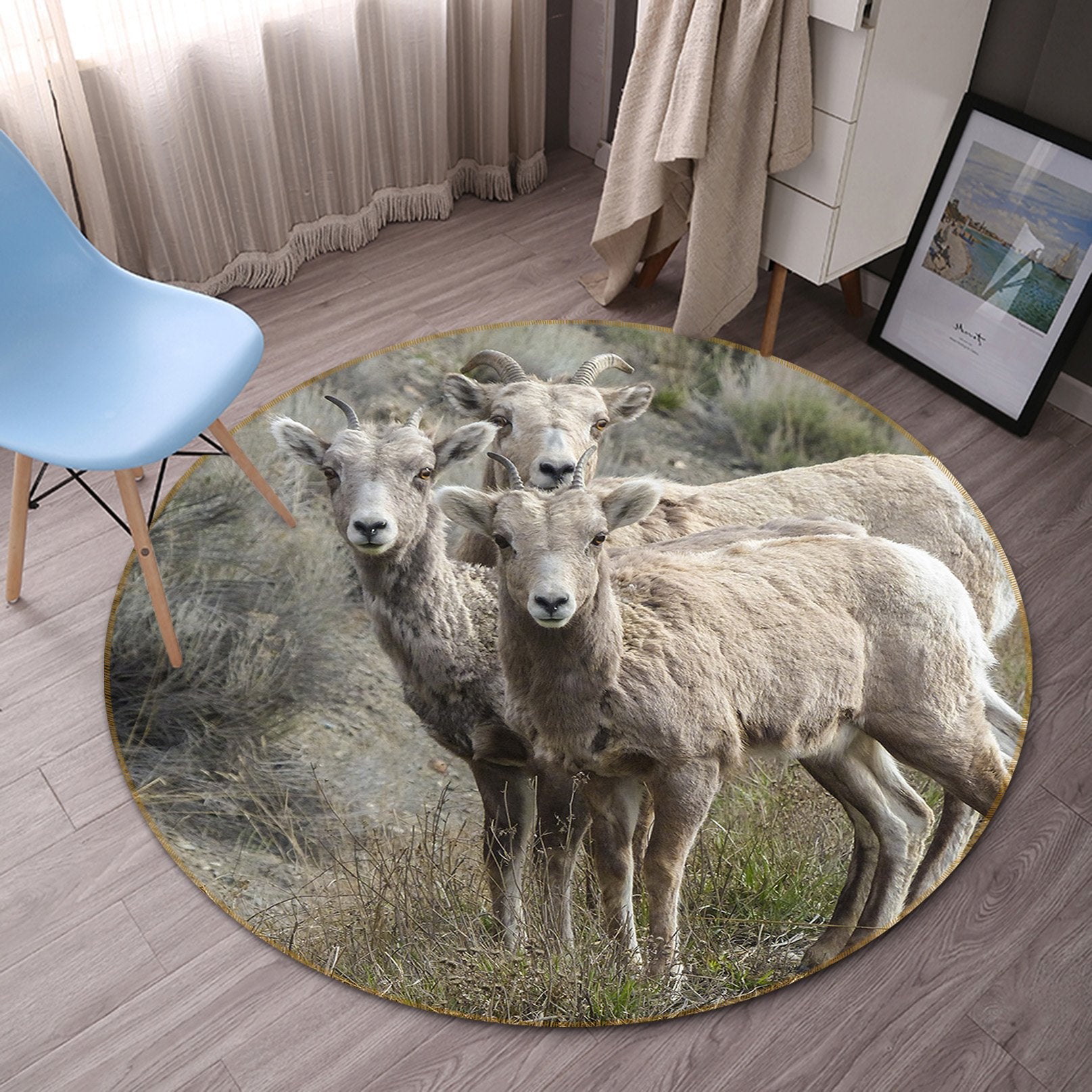3D Little Sheep 024 Animal Round Non Slip Rug Mat Mat AJ Creativity Home
