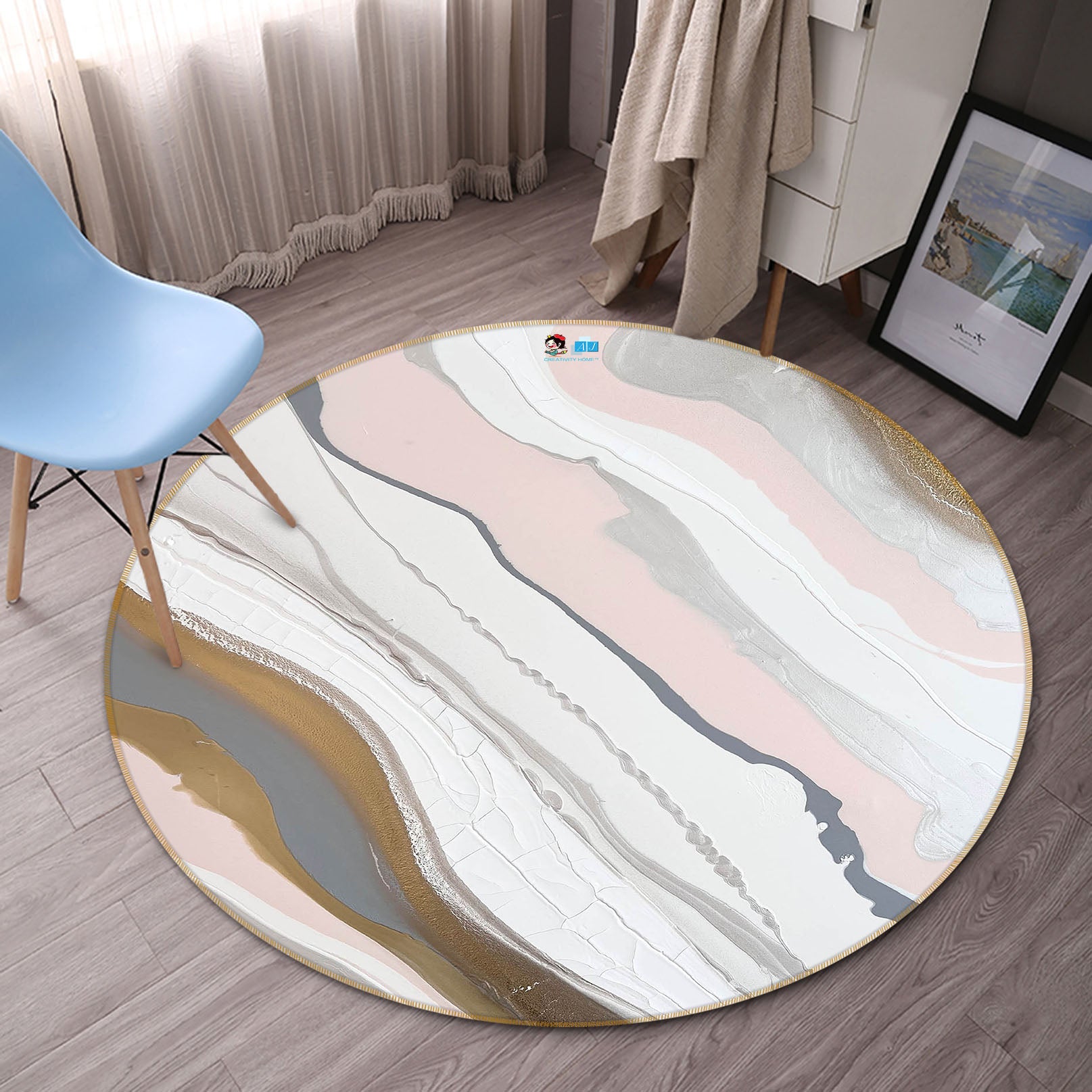 3D Color Texture 4047 Skromova Marina Rug Round Non Slip Rug Mat