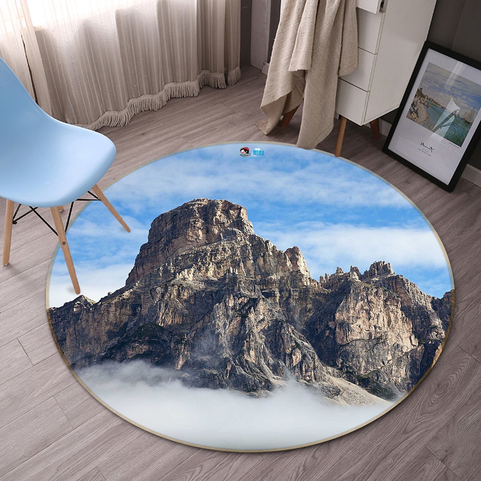 3D Bare Stone Mountains 106 Round Non Slip Rug Mat Mat AJ Creativity Home