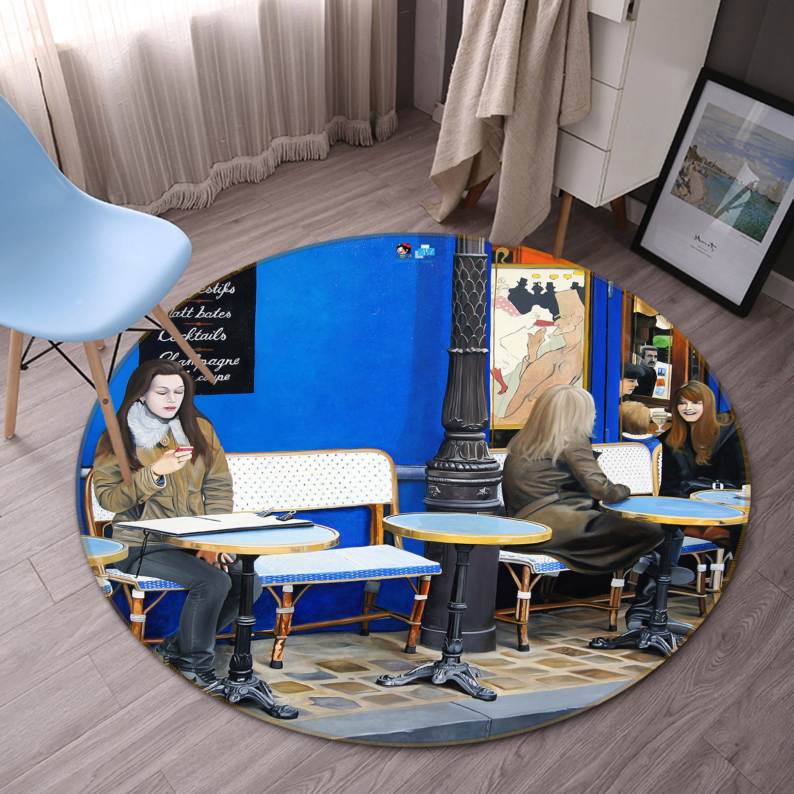 3D Street Tables Chairs 11080 Matthew Holden Bates Rug Round Non Slip Rug Mat