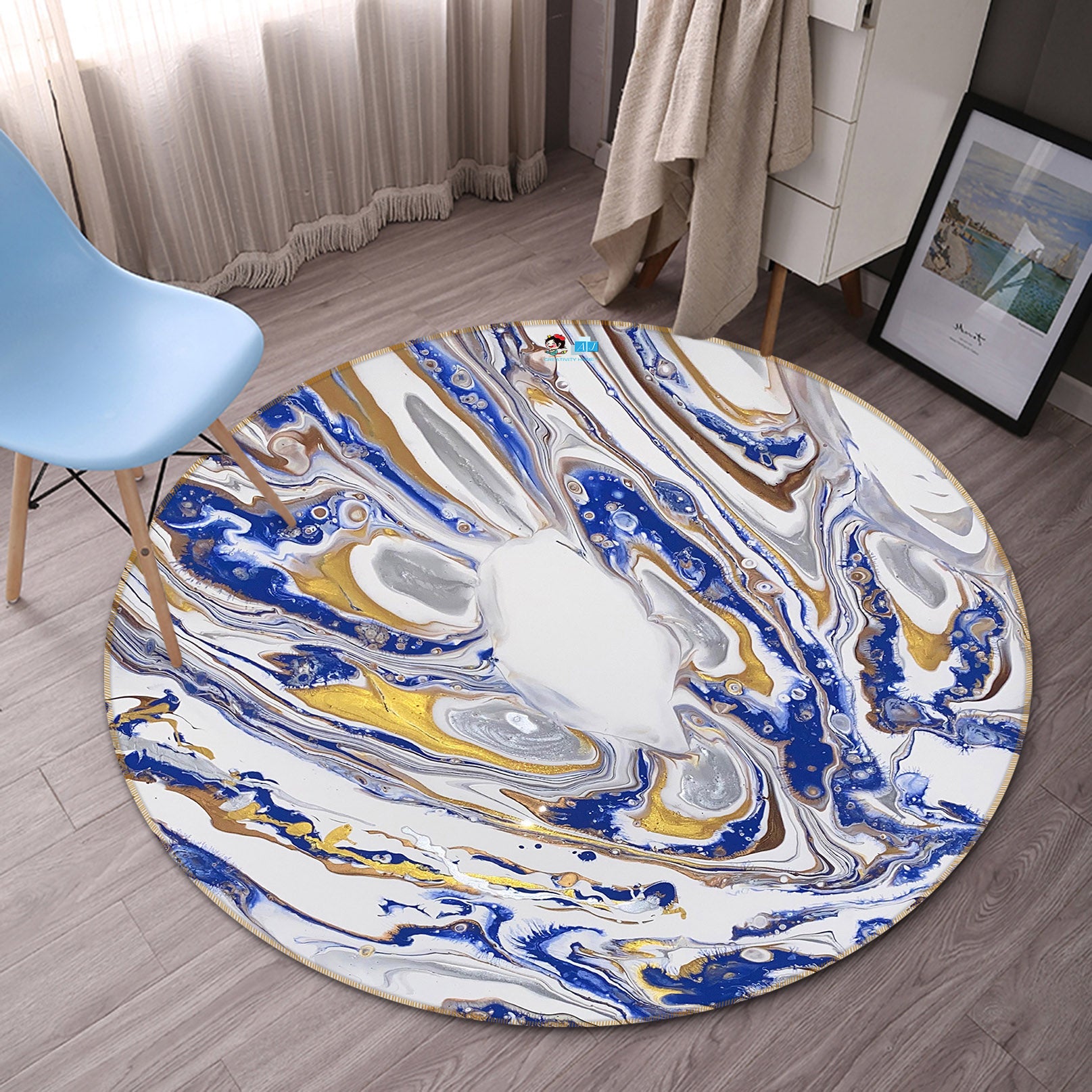 3D Pigment Texture 40001 Valerie Latrice Rug Round Non Slip Rug Mat