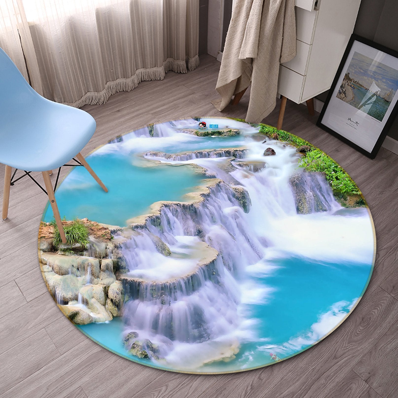 3D River Rapids 039 Round Non Slip Rug Mat Mat AJ Creativity Home