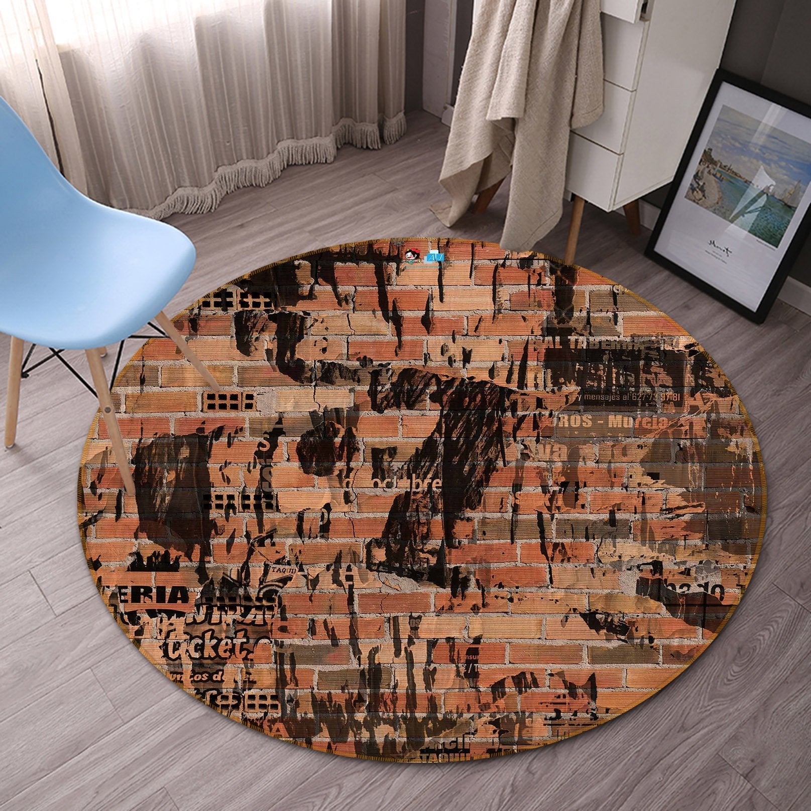 3D Wall Painting 114 Round Non Slip Rug Mat Mat AJ Creativity Home