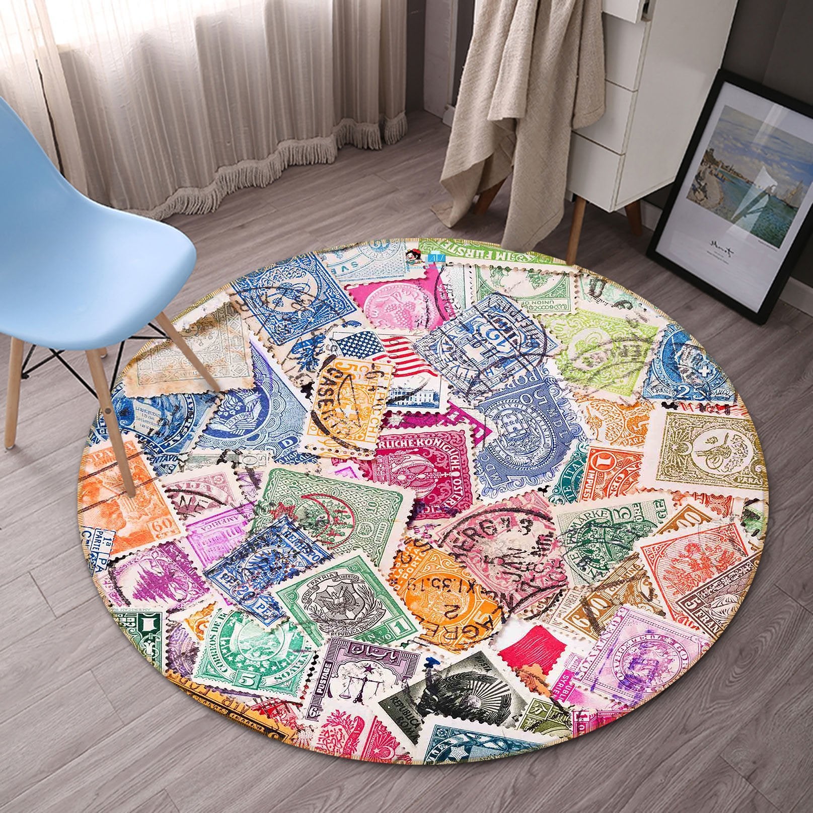 3D Color Stamp 277 Round Non Slip Rug Mat Mat AJ Creativity Home