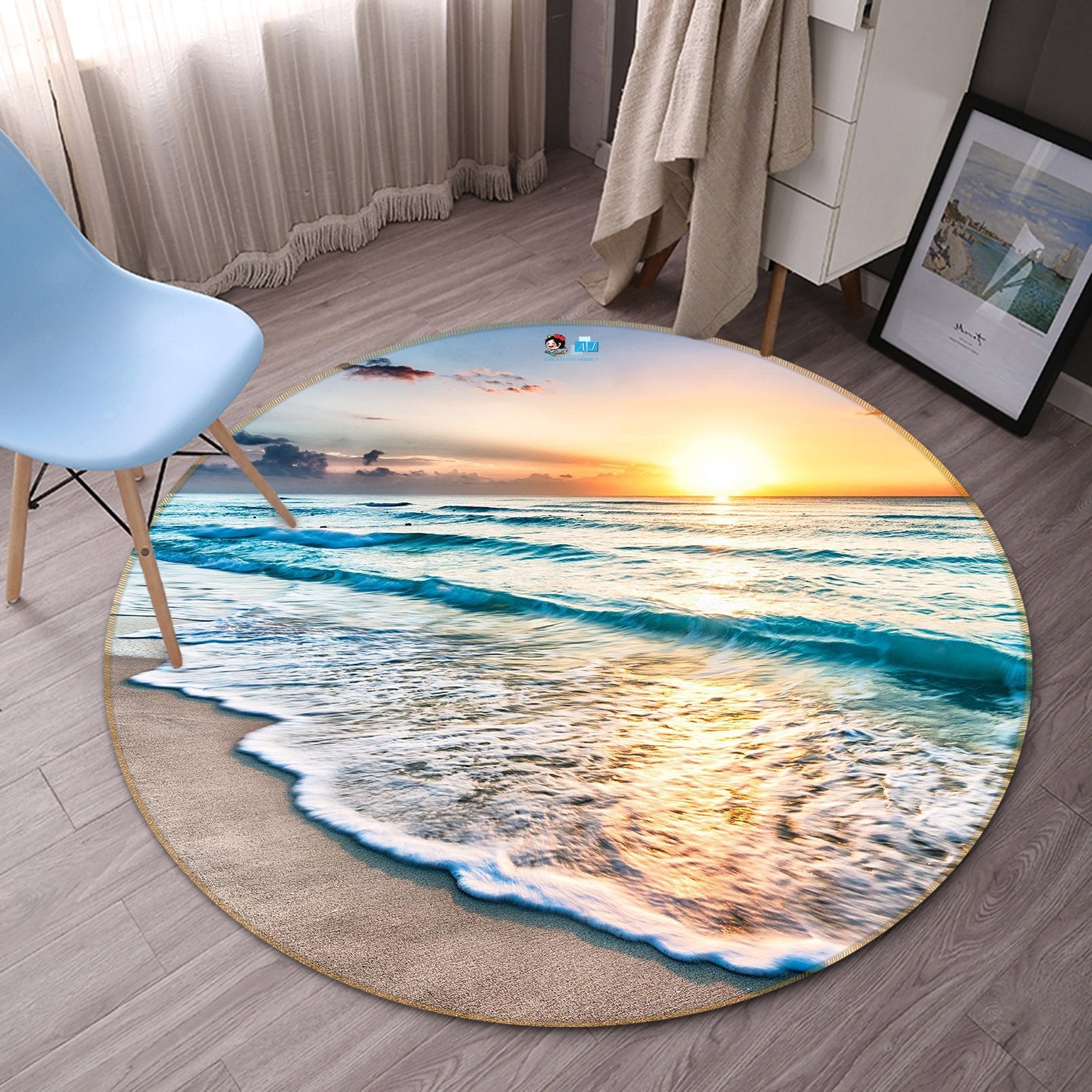 3D Sunshine Sea 338 Round Non Slip Rug Mat Mat AJ Creativity Home