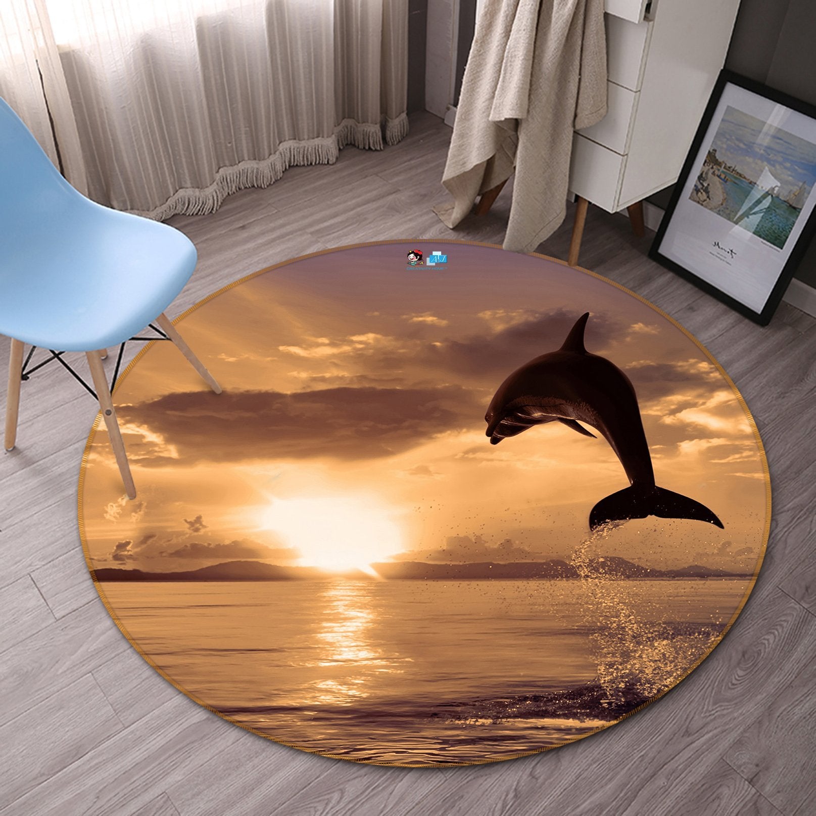 3D Beach Jump 066 Round Non Slip Rug Mat Mat AJ Creativity Home