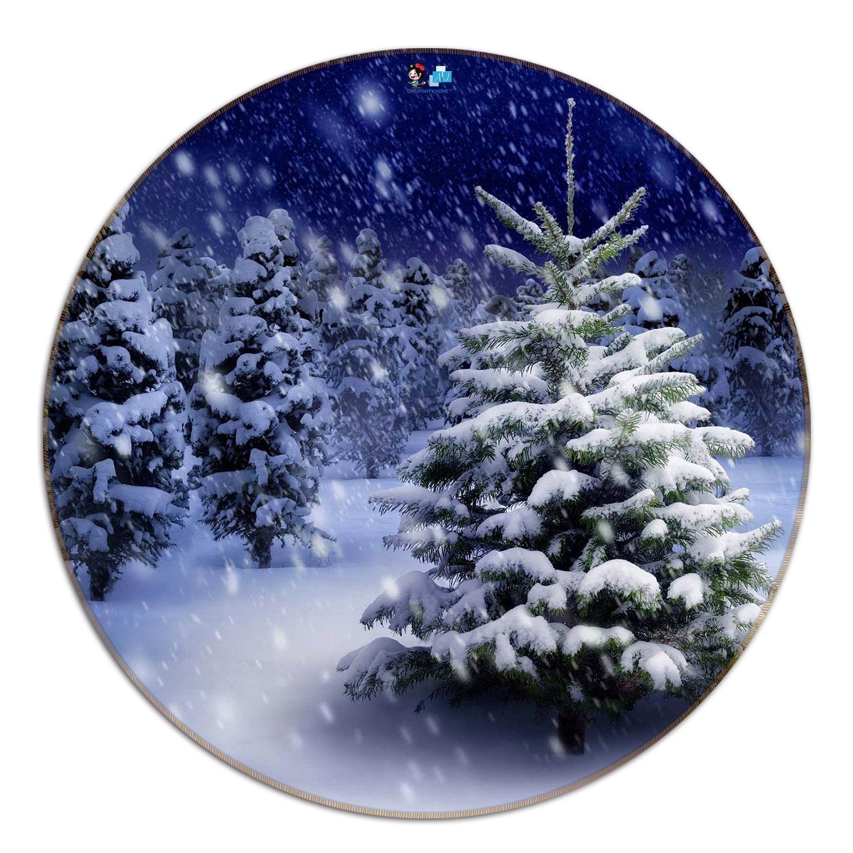 3D Snowing Forest 88 Round Non Slip Rug Mat Mat AJ Creativity Home