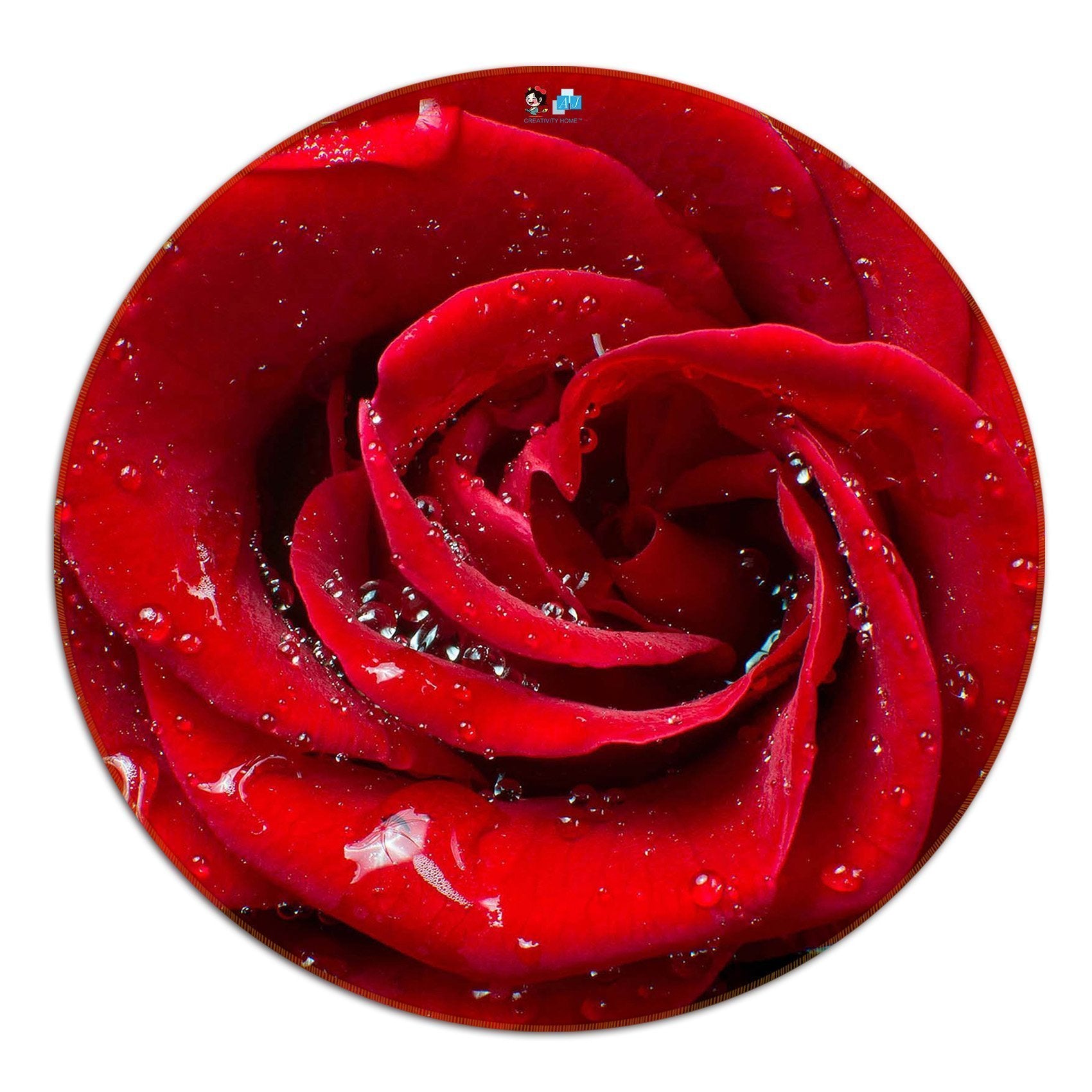 3D Red Rose 42 Round Non Slip Rug Mat Mat AJ Creativity Home