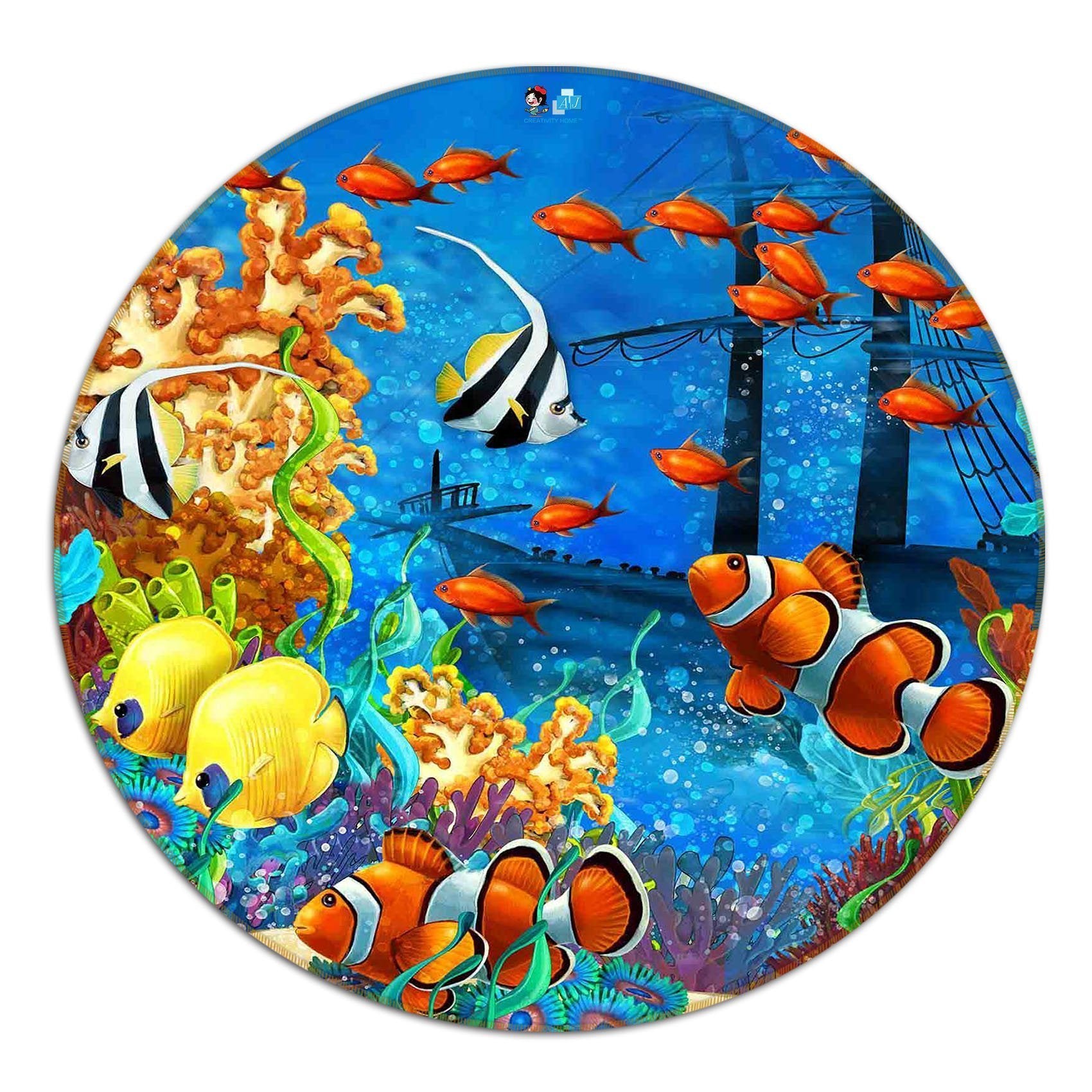 3D Magic Sea Floor 40 Round Non Slip Rug Mat Mat AJ Creativity Home