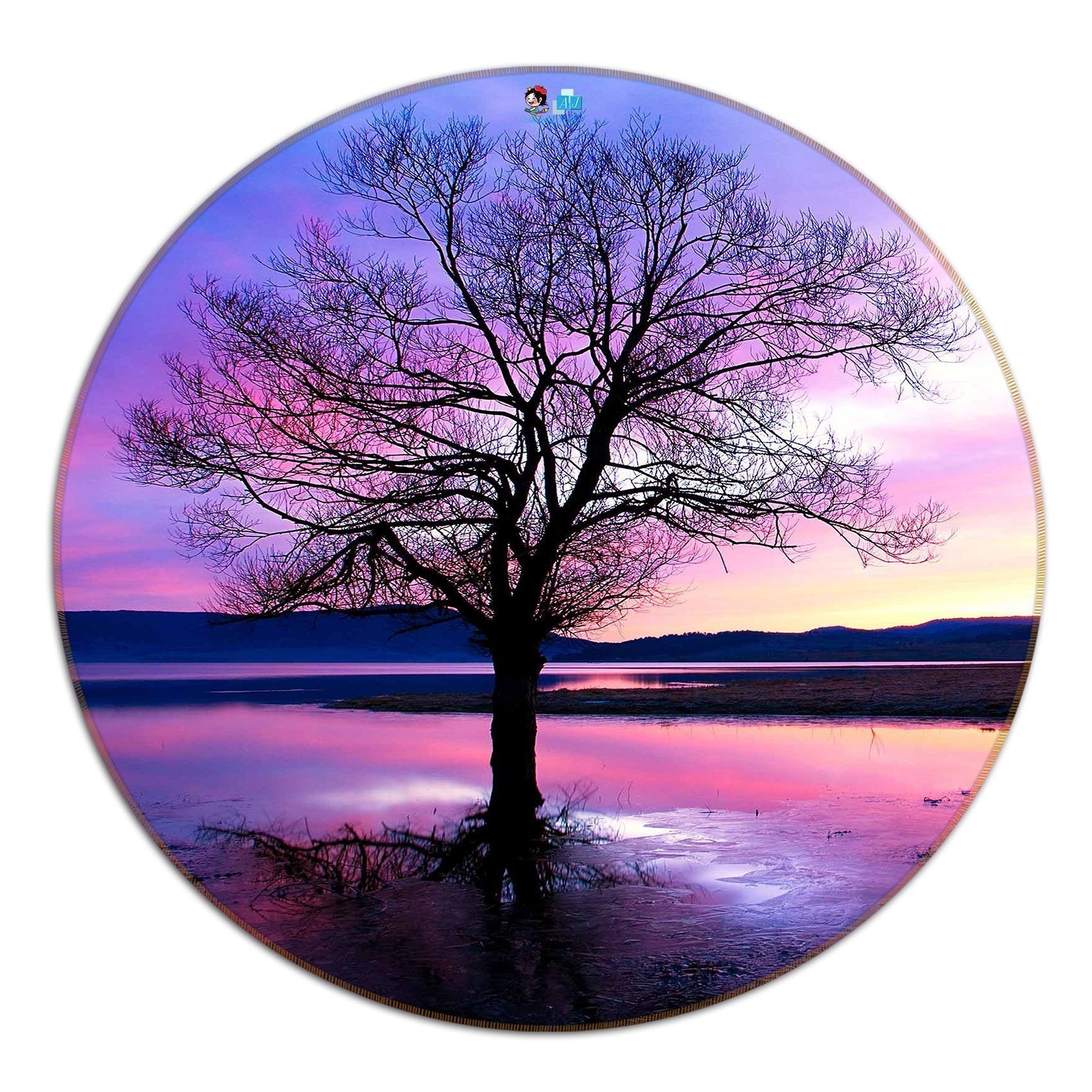 3D Pretty Lake Sunset 124 Round Non Slip Rug Mat Mat AJ Creativity Home