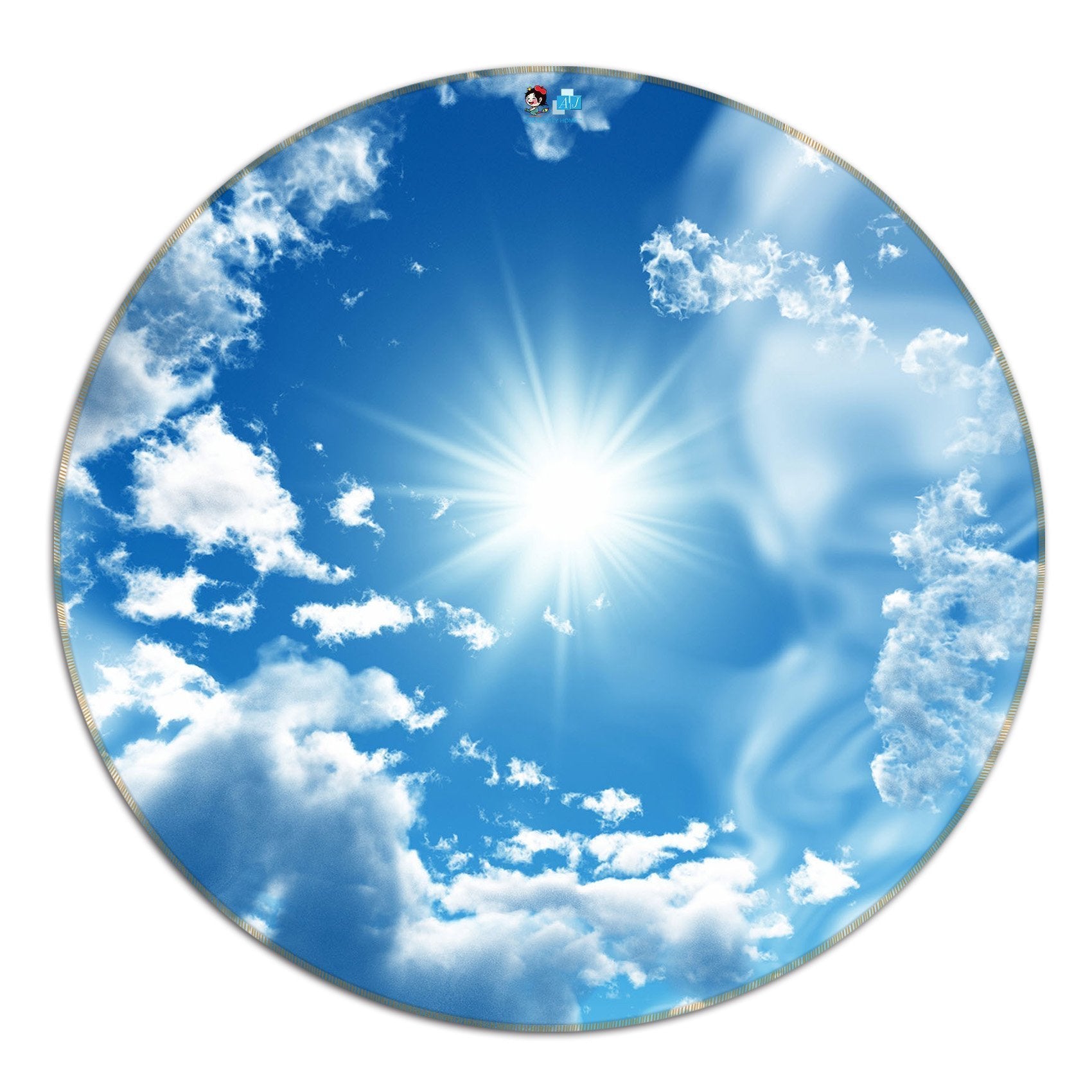 3D Shining Sun White Clouds 10 Round Non Slip Rug Mat Mat AJ Creativity Home