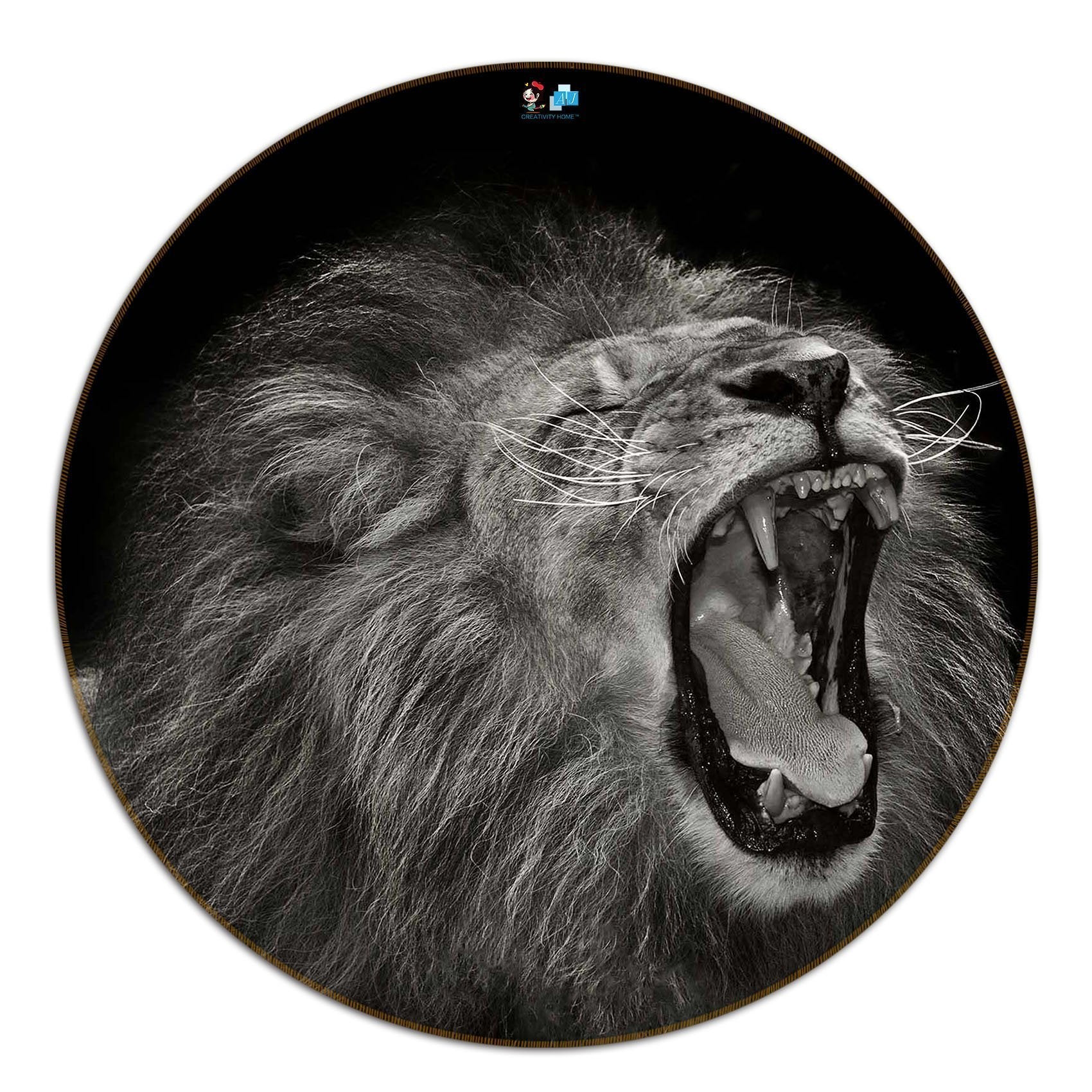 3D Laughing Lion 87 Round Non Slip Rug Mat Mat AJ Creativity Home
