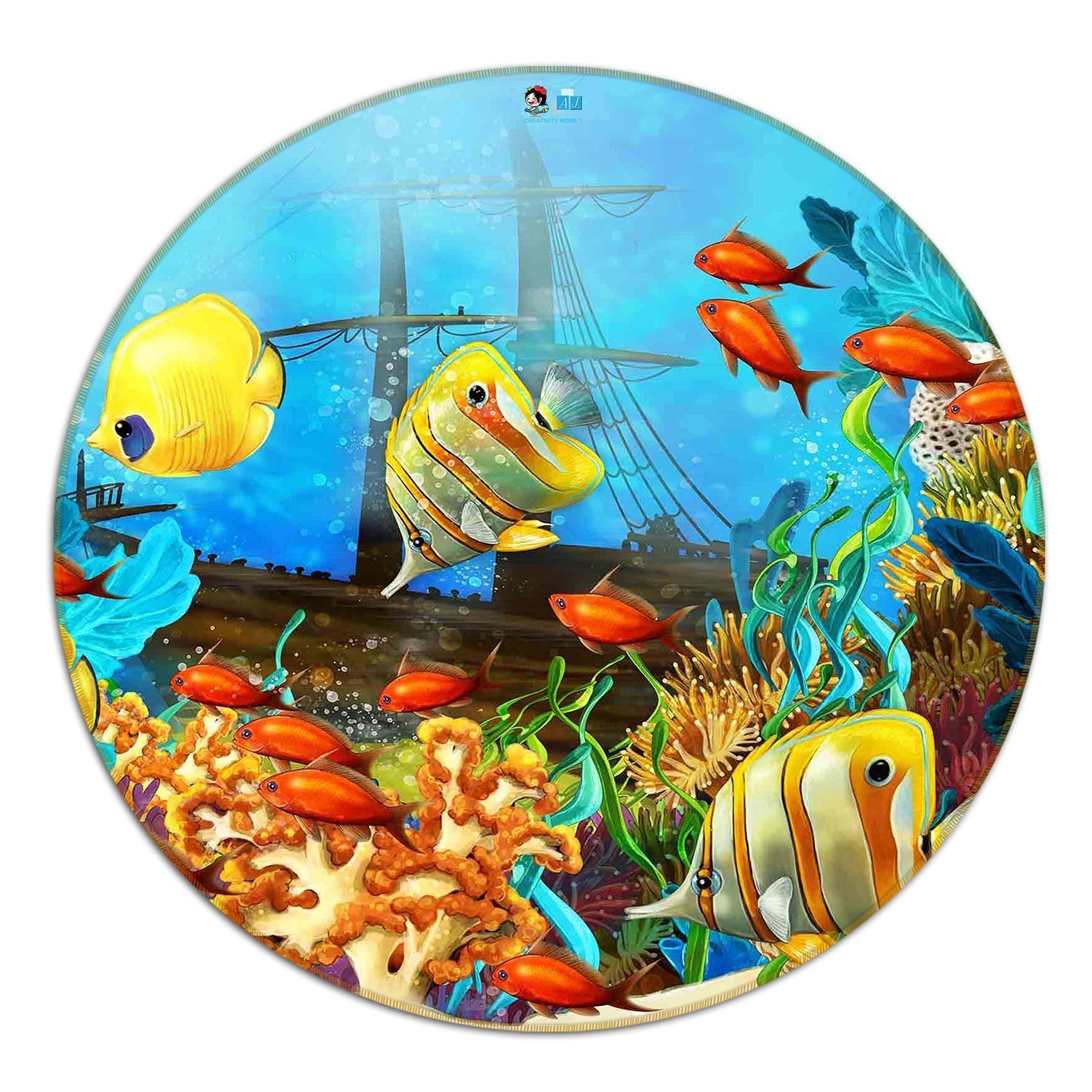 3D Sea Floor Shipwreck 37 Round Non Slip Rug Mat Mat AJ Creativity Home