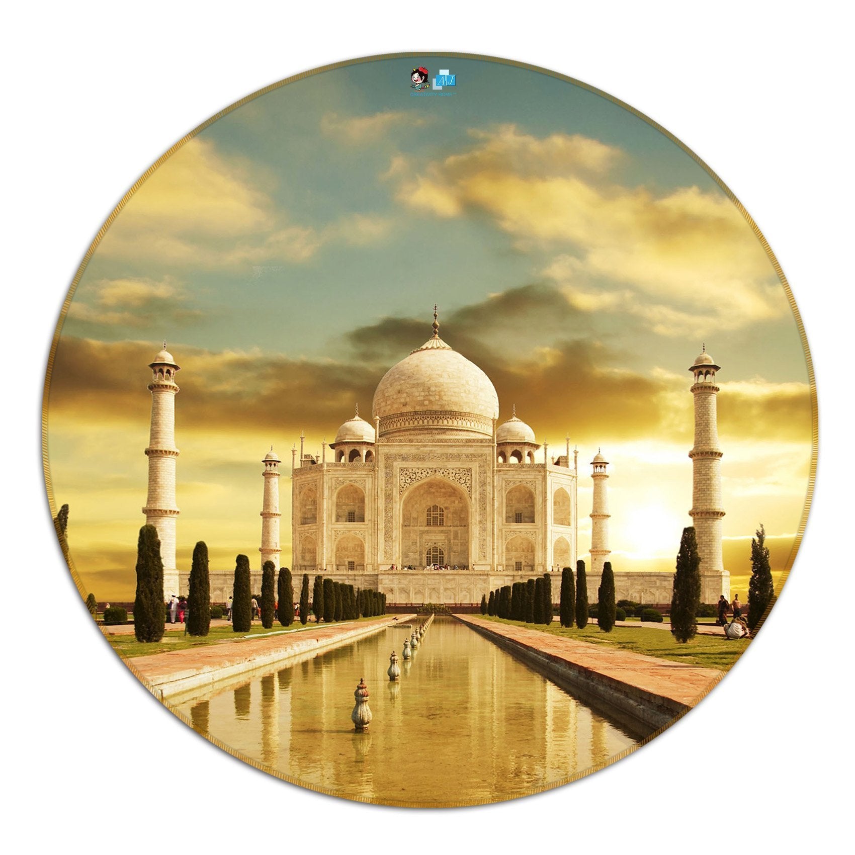 3D Taj Mahal 30 Round Non Slip Rug Mat Mat AJ Creativity Home
