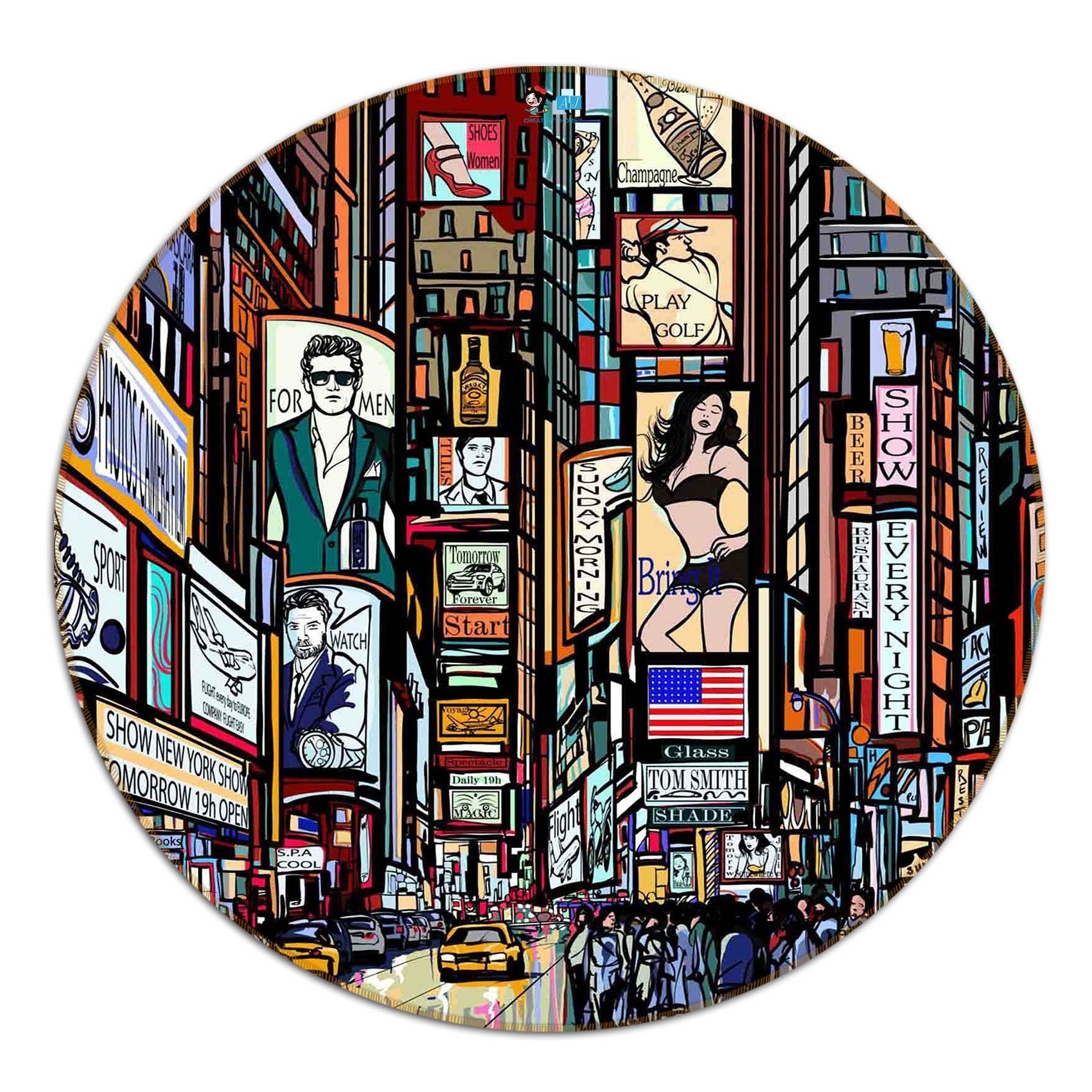 3D Hand-painted City 20 Round Non Slip Rug Mat Mat AJ Creativity Home