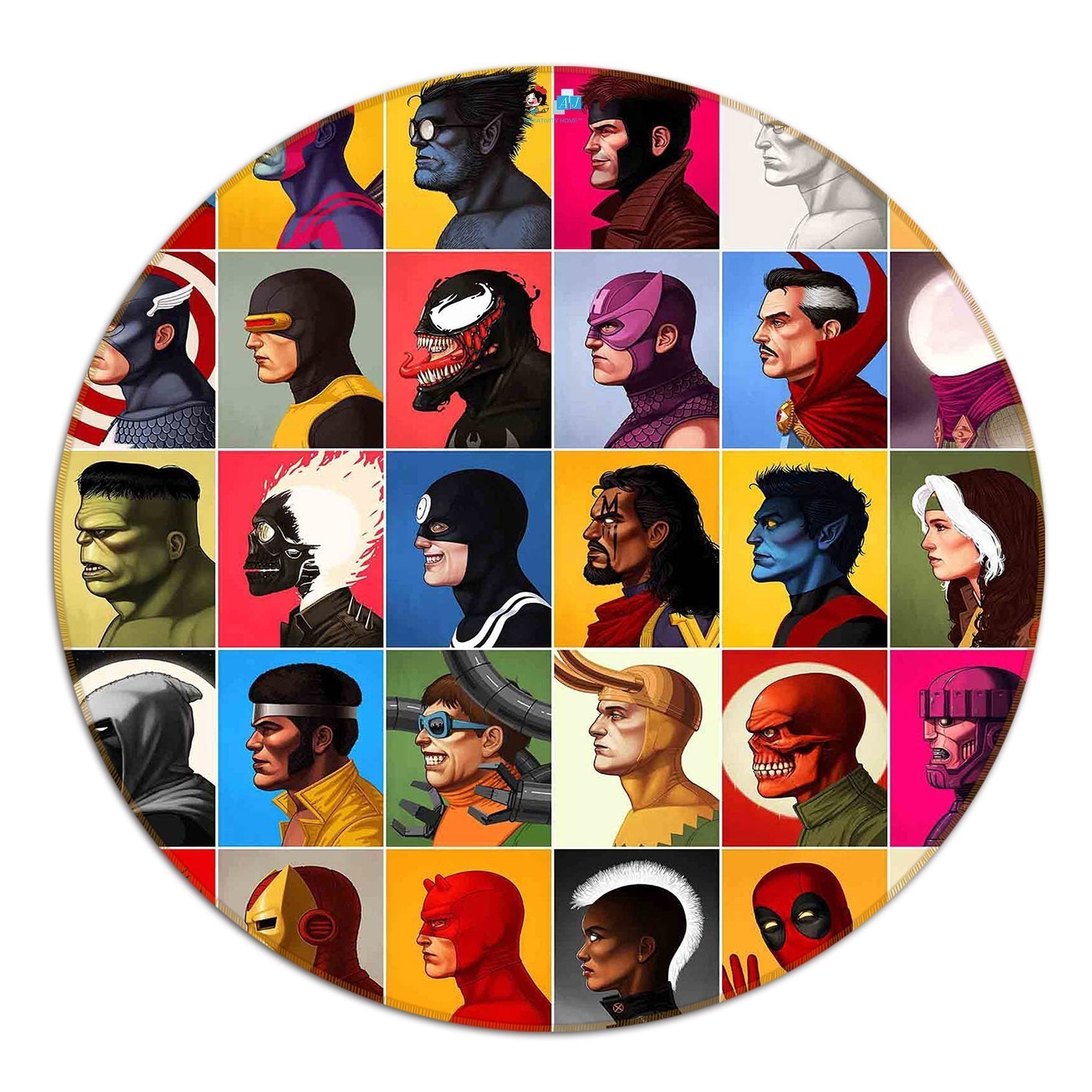 3D Character Avatars 35 Round Non Slip Rug Mat Mat AJ Creativity Home