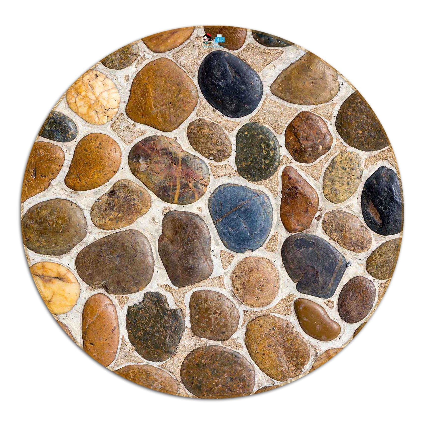 3D Inlaid Stones 74 Round Non Slip Rug Mat Mat AJ Creativity Home