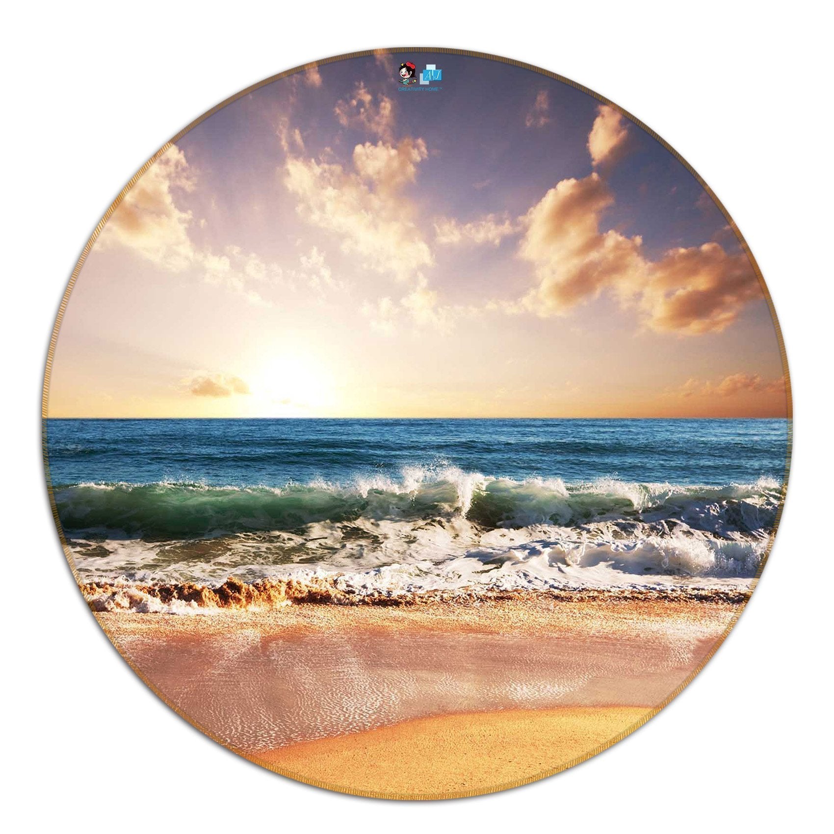 3D Sea Landscape 100 Round Non Slip Rug Mat Mat AJ Creativity Home