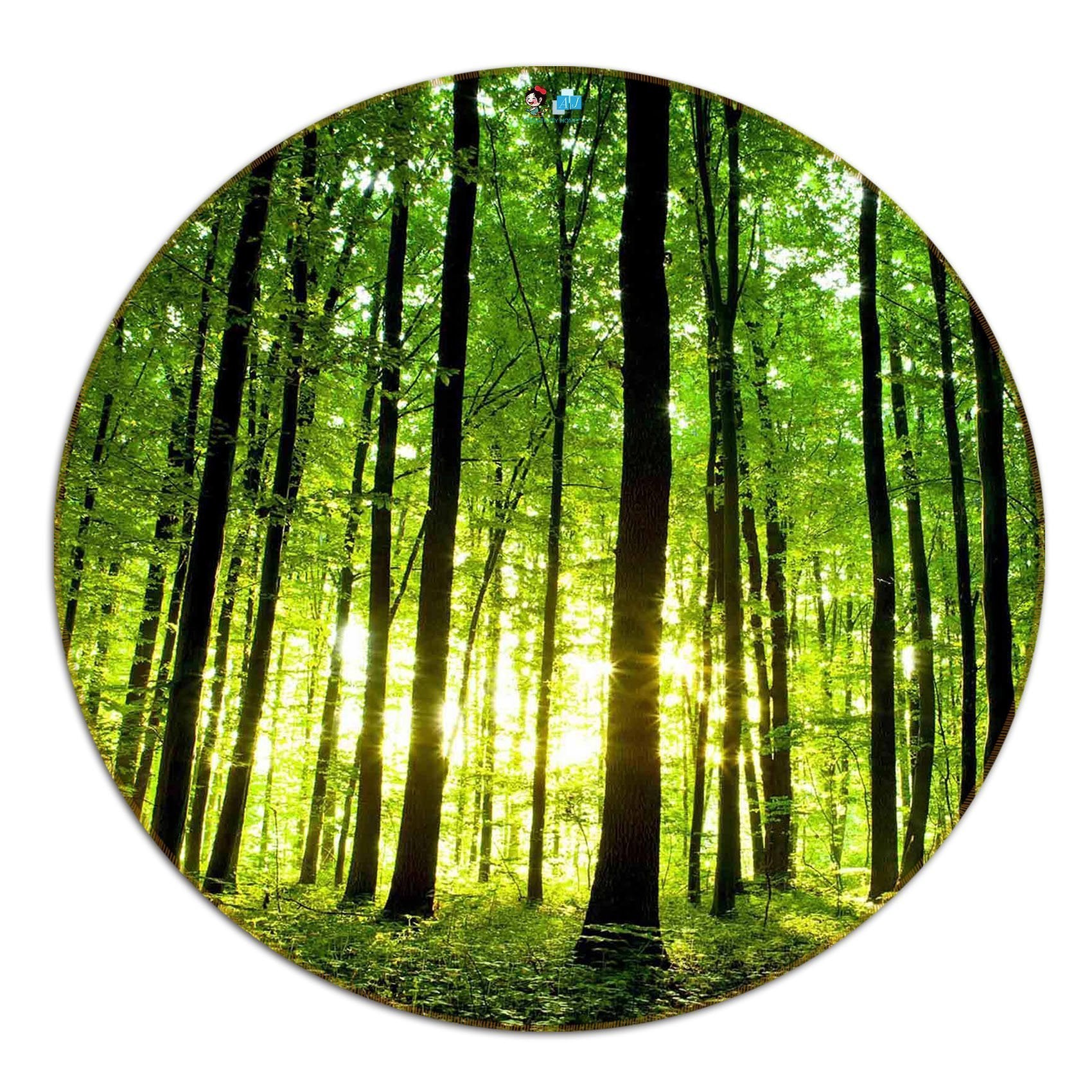 3D Forest Sunlight 11 Round Non Slip Rug Mat Mat AJ Creativity Home