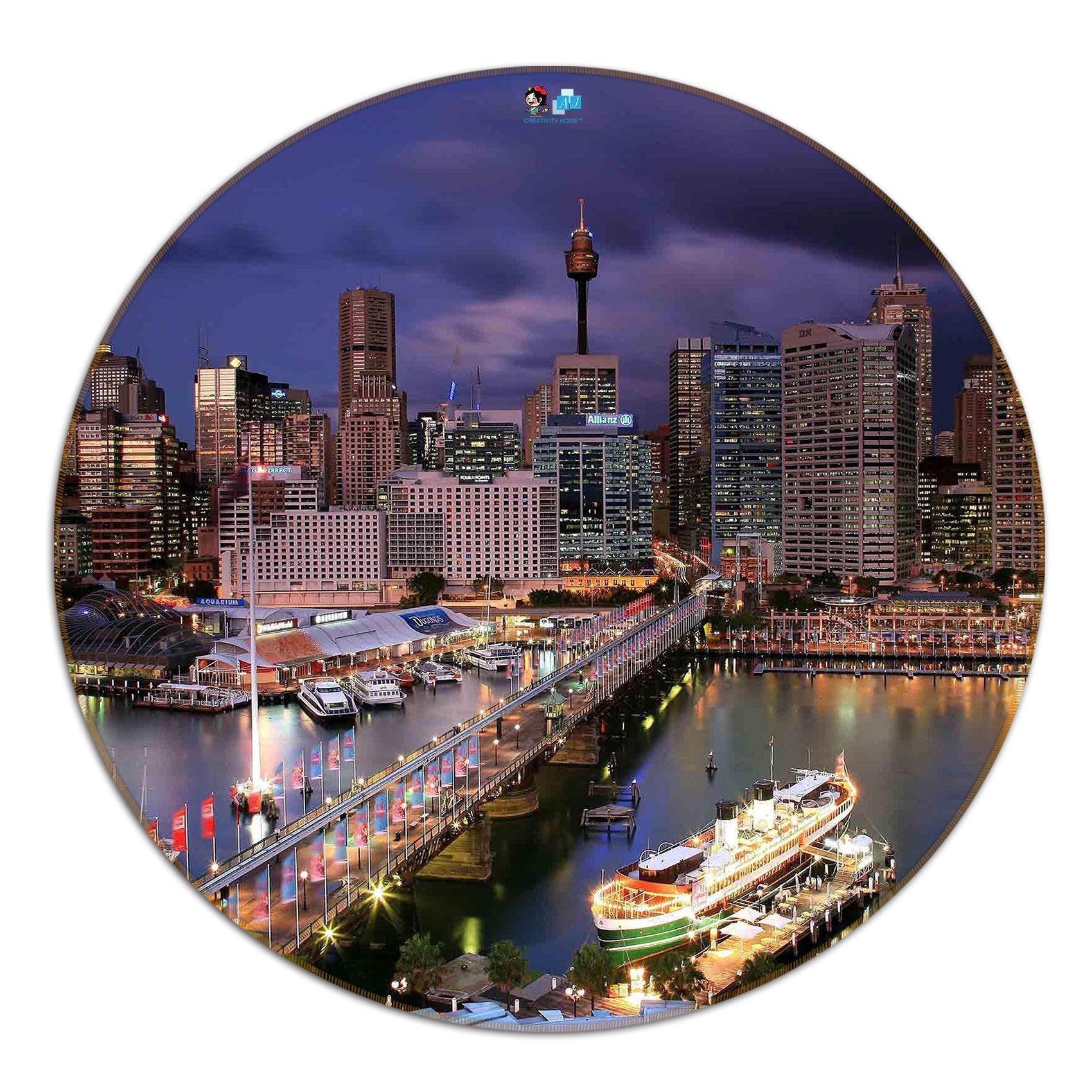 3D Vancouver Night View 58 Round Non Slip Rug Mat Mat AJ Creativity Home