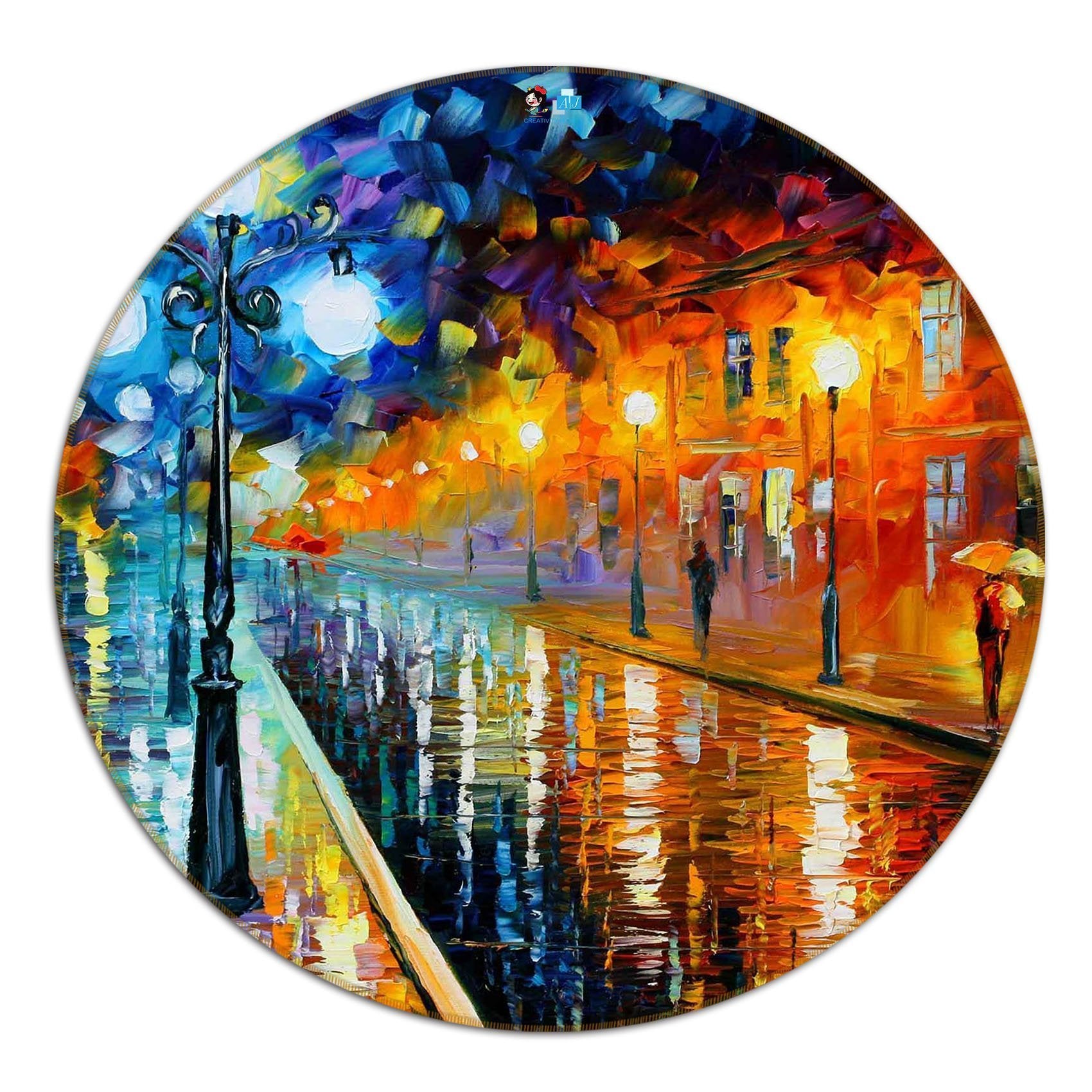 3D Street Oil Painting 60 Round Non Slip Rug Mat Mat AJ Creativity Home