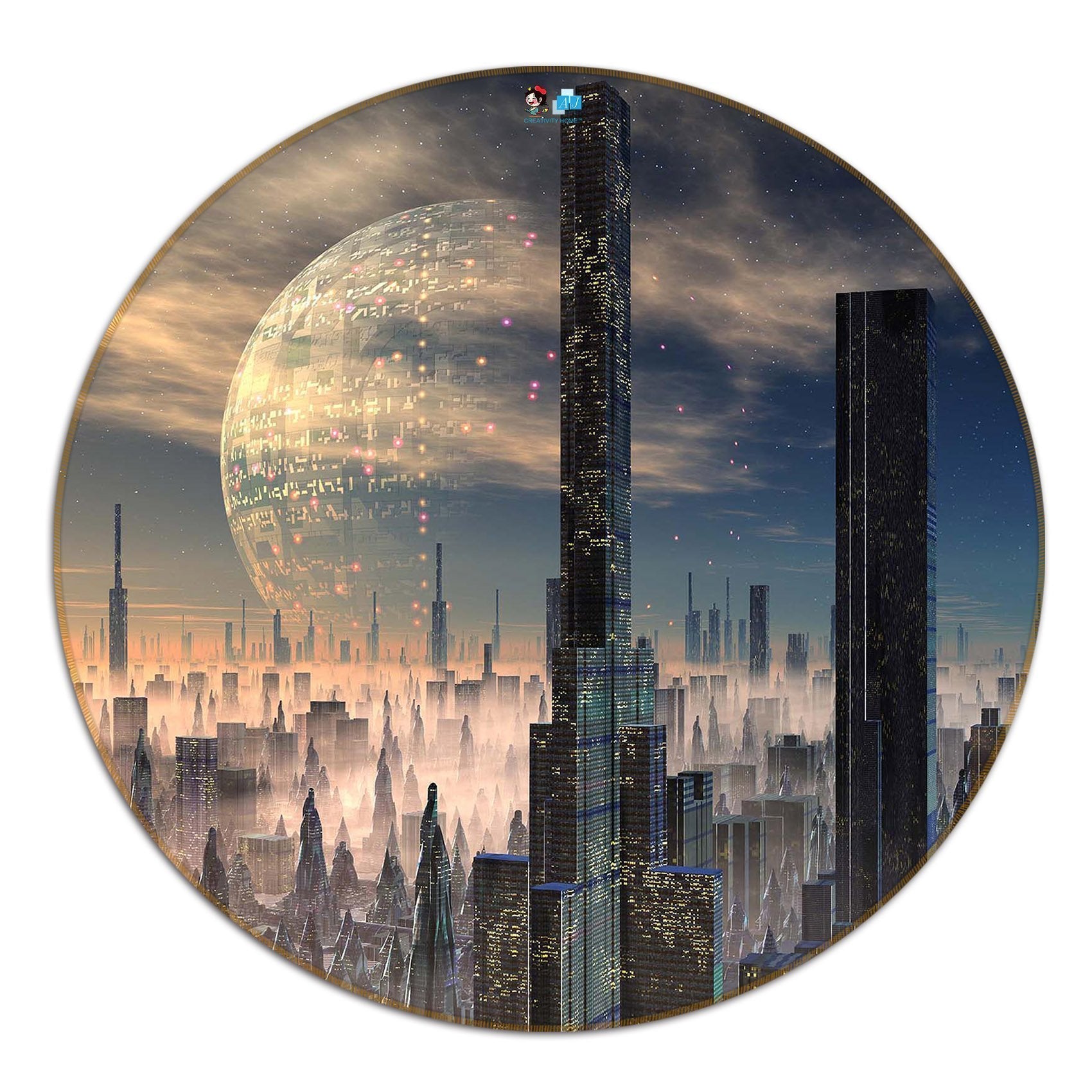 3D Future Data City 109 Round Non Slip Rug Mat Mat AJ Creativity Home
