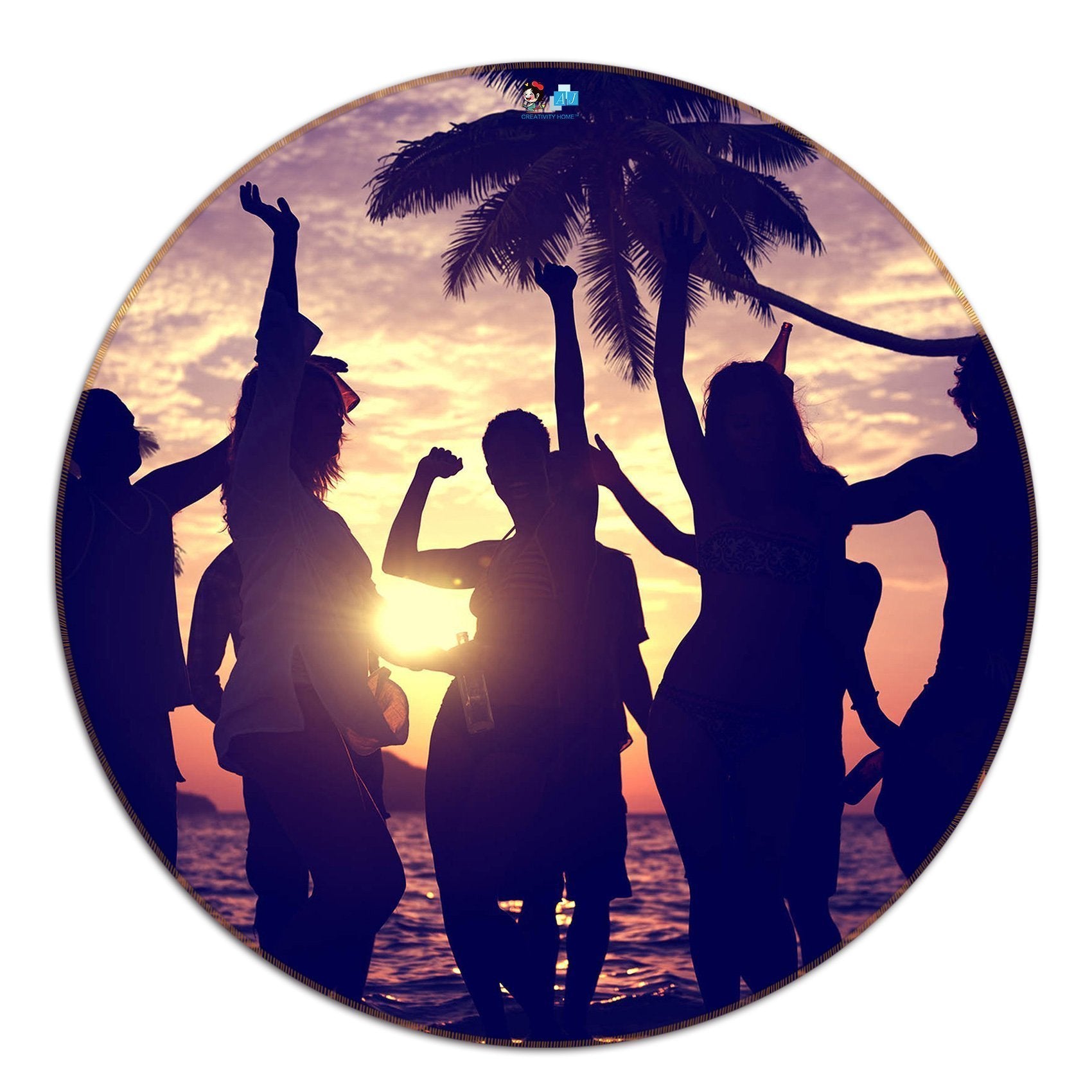 3D Revelers 86 Round Non Slip Rug Mat Mat AJ Creativity Home