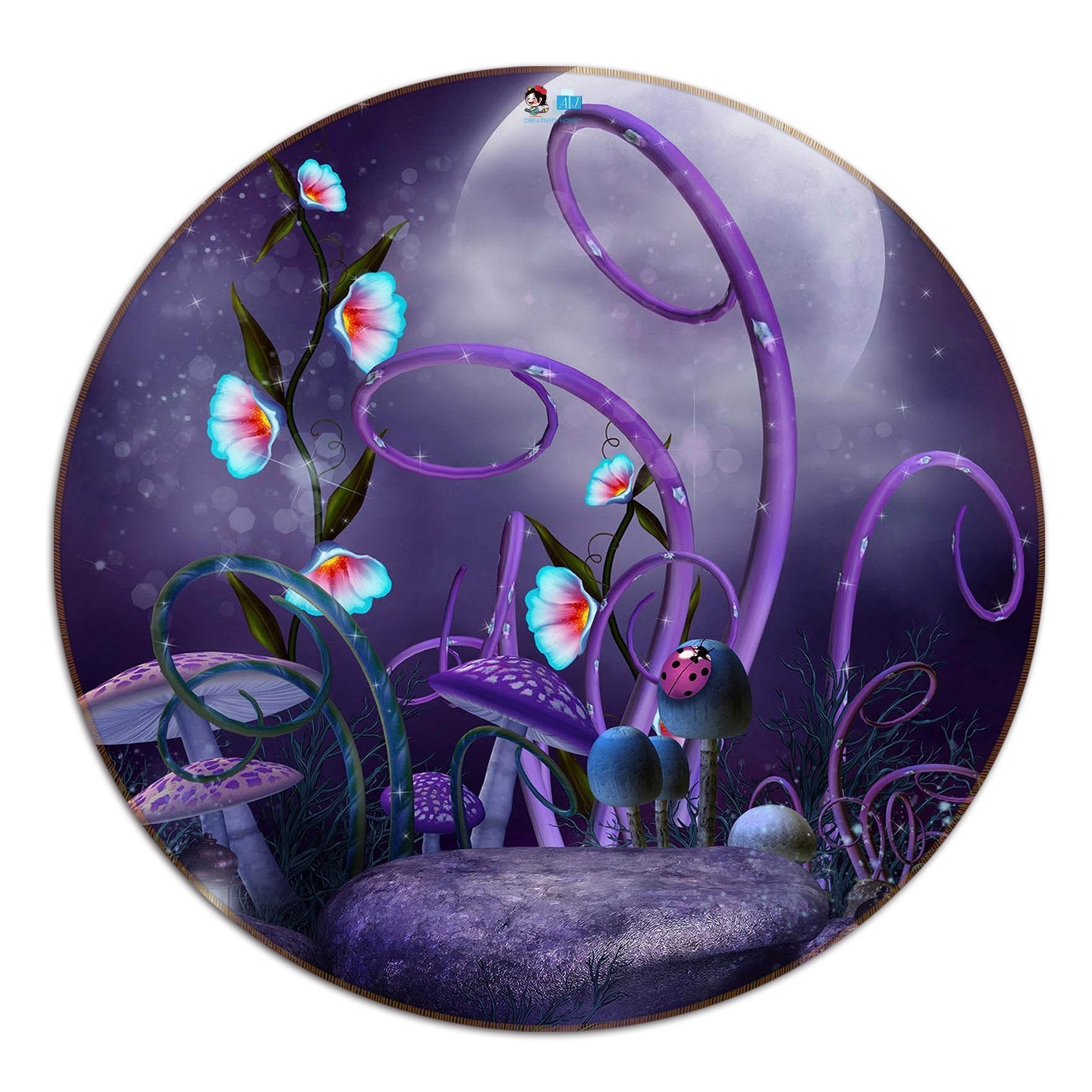 3D Mushrooms 119 Round Non Slip Rug Mat Mat AJ Creativity Home