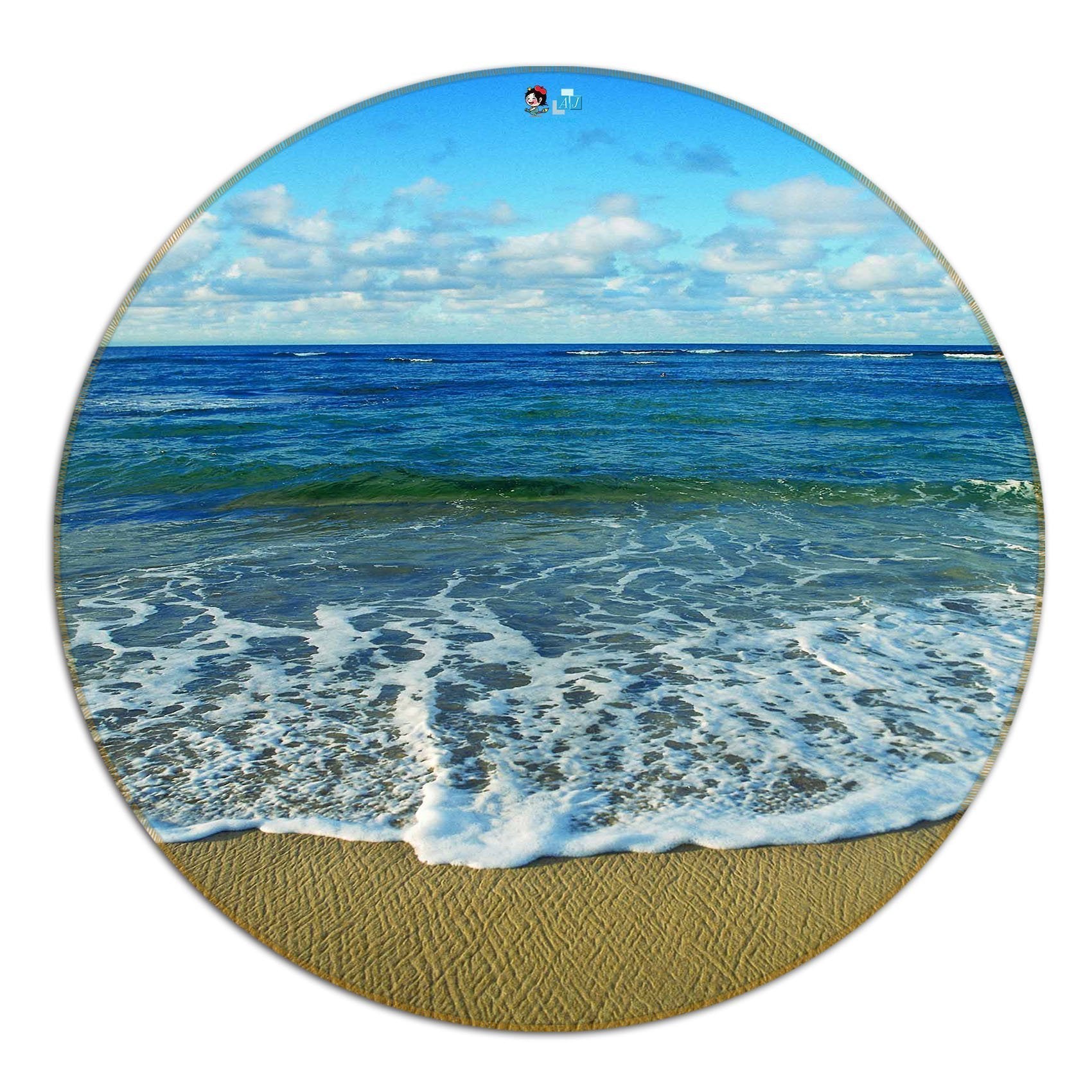 3D Pretty Blue Sea 136 Round Non Slip Rug Mat Mat AJ Creativity Home