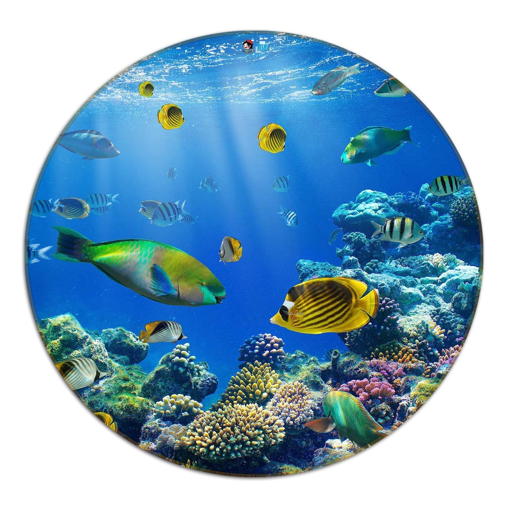 3D Ocean World 1 Round Non Slip Rug Mat Mat AJ Creativity Home