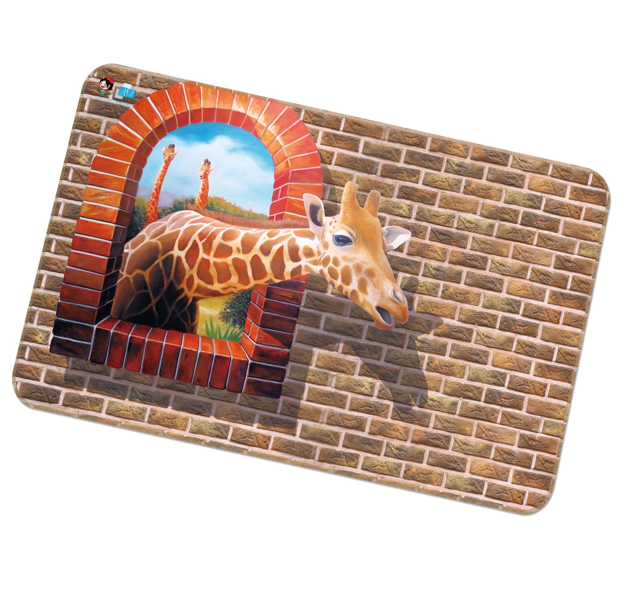 3D Giraffe Wall 387 Non Slip Rug Mat Mat AJ Creativity Home