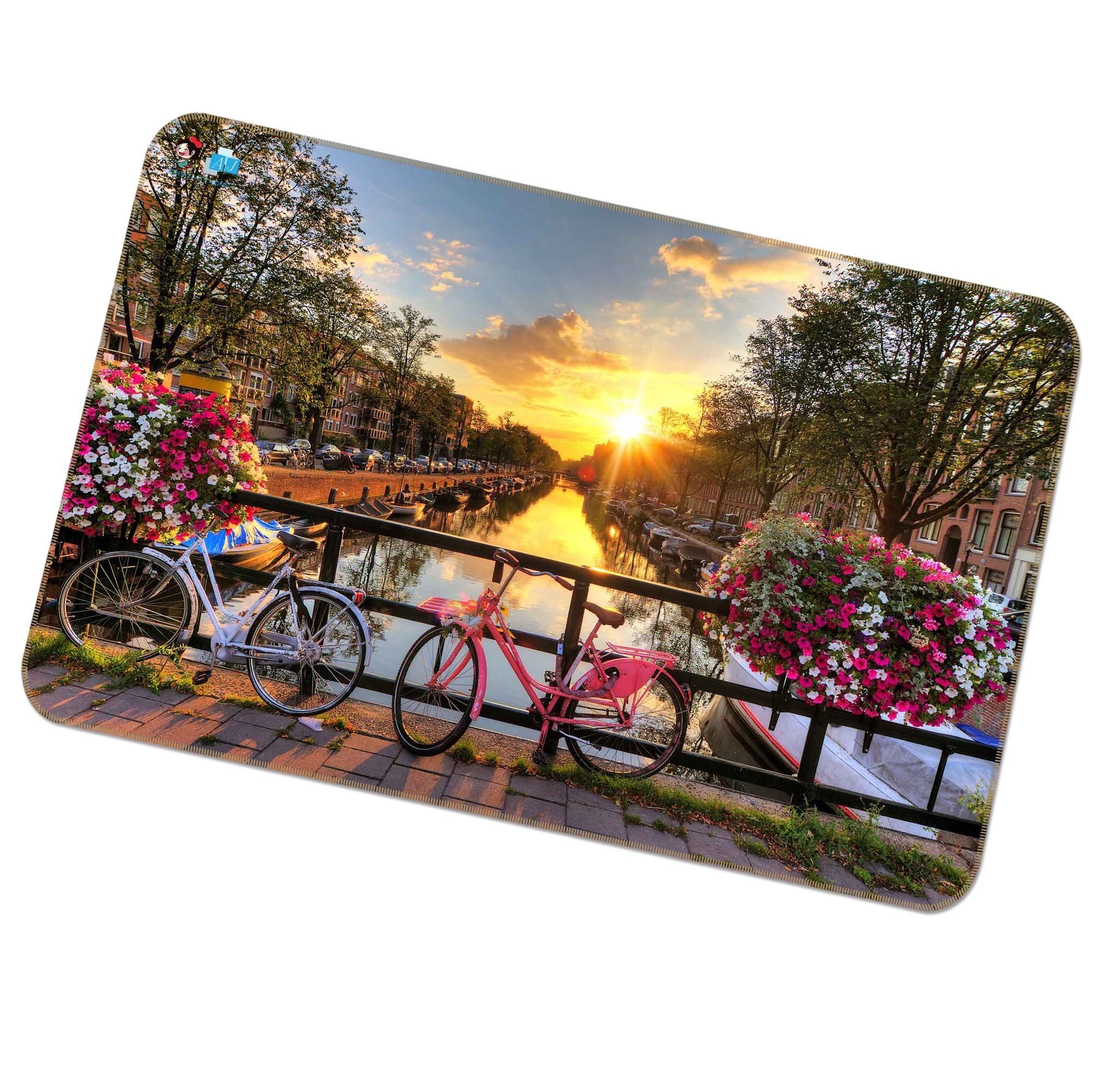 3D Sunset Bike 519 Non Slip Rug Mat Mat AJ Creativity Home