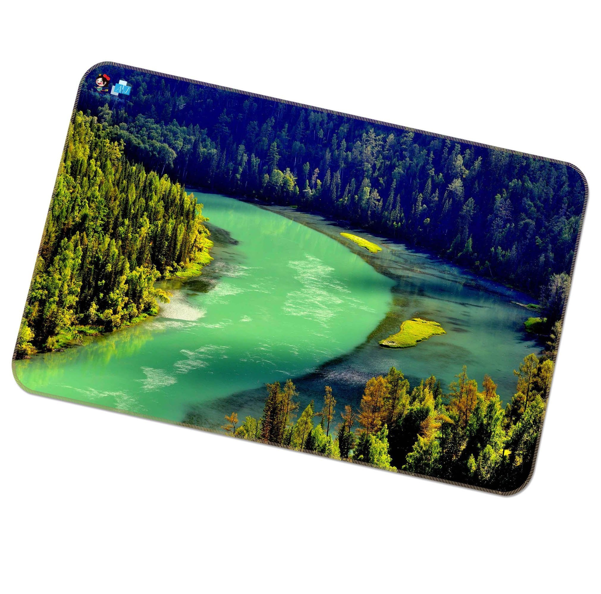 3D Green Lake 390 Non Slip Rug Mat Mat AJ Creativity Home