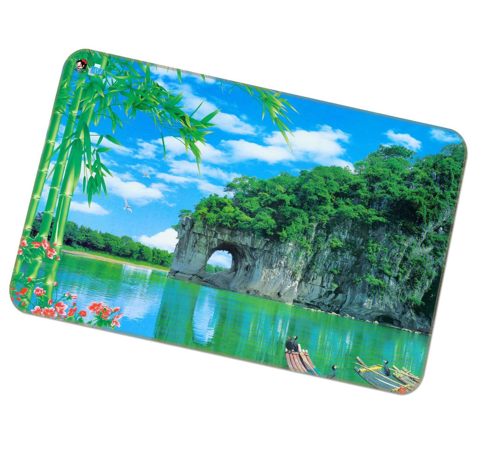 3D Bamboo Lake 430 Non Slip Rug Mat Mat AJ Creativity Home