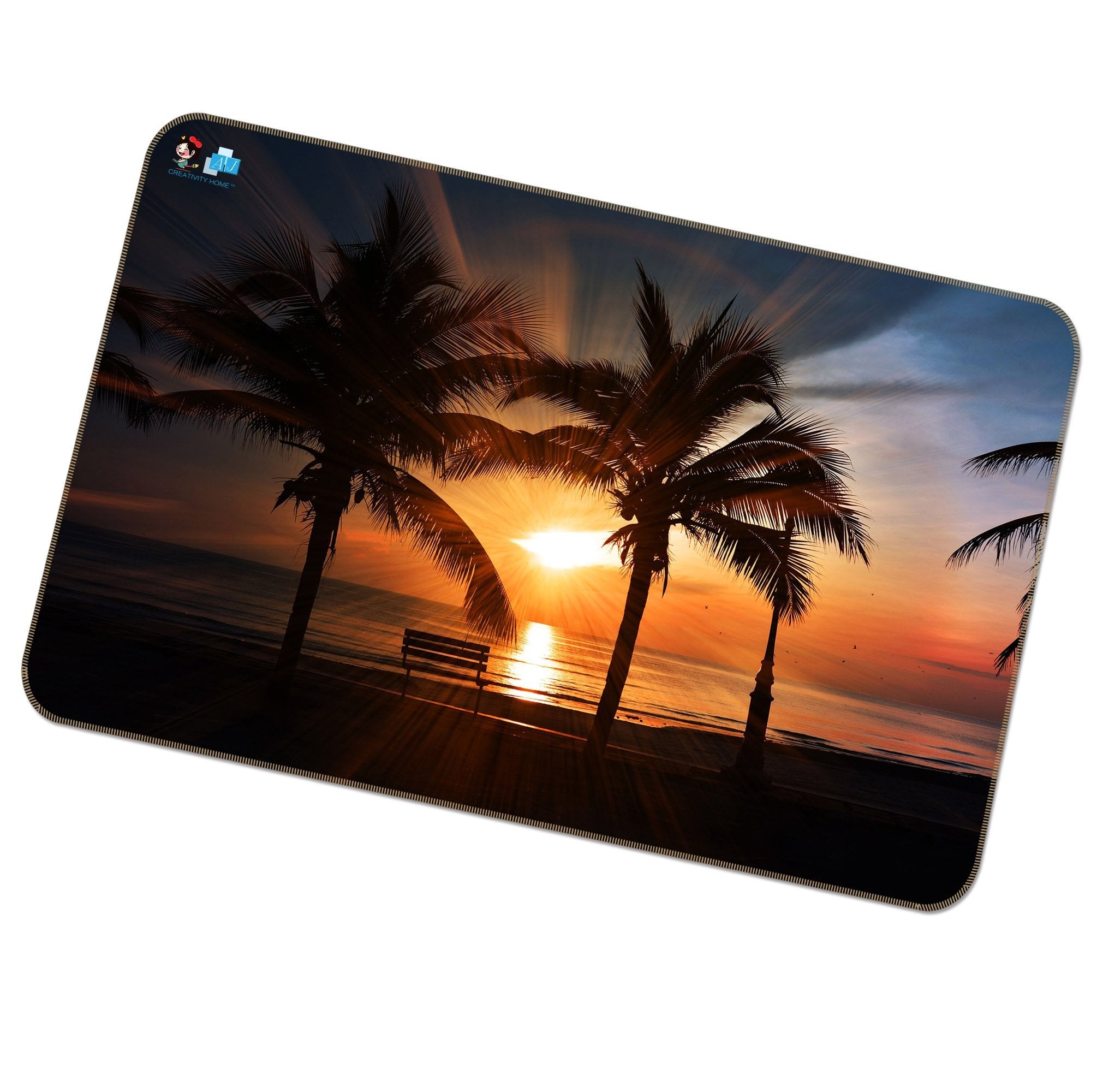 3D Sunset Coconut Tree 038 Non Slip Rug Mat Mat AJ Creativity Home