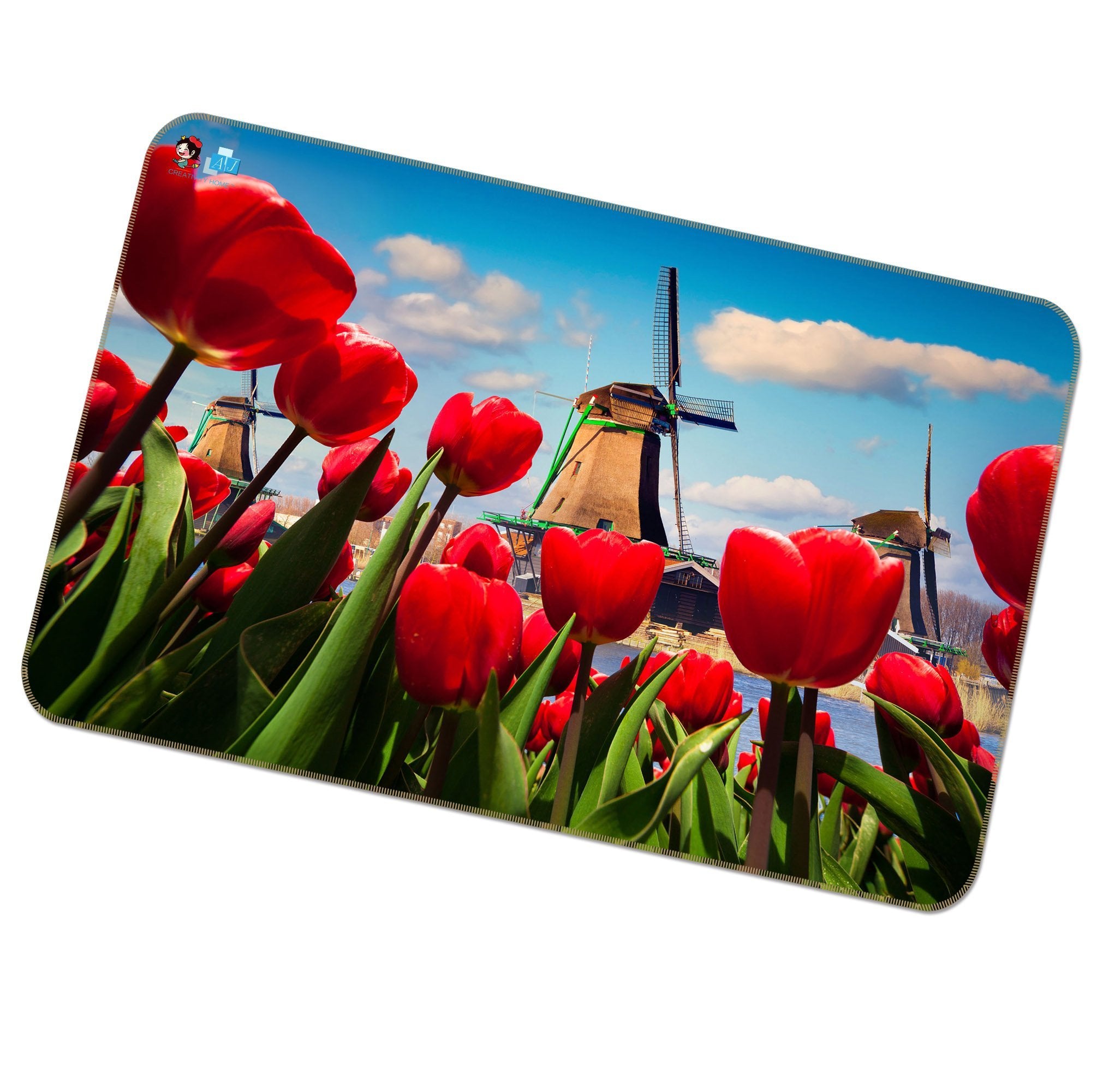 3D Windmill Safflower 368 Non Slip Rug Mat Mat AJ Creativity Home