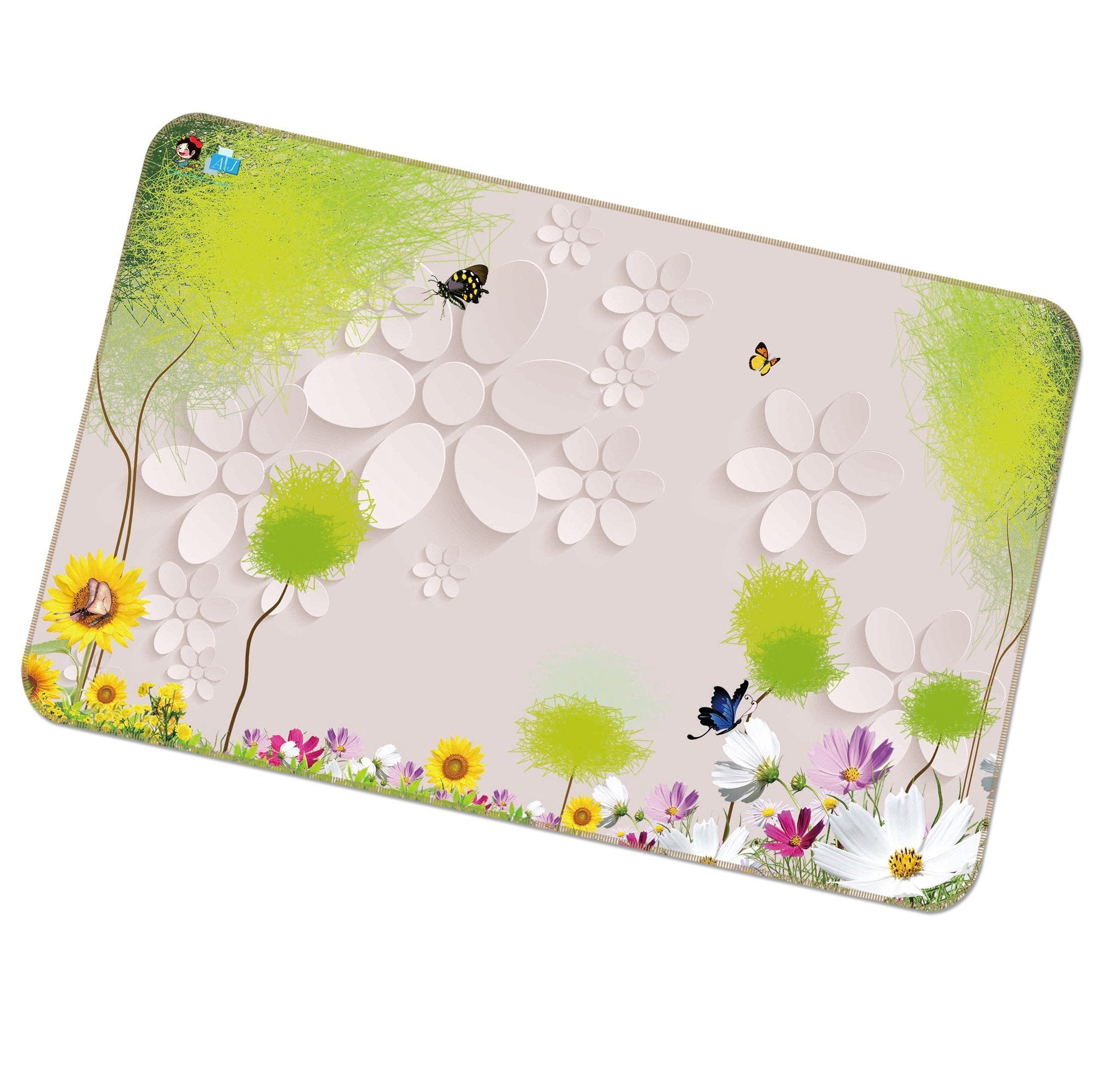 3D Sunflower Butterfly 480 Non Slip Rug Mat Mat AJ Creativity Home