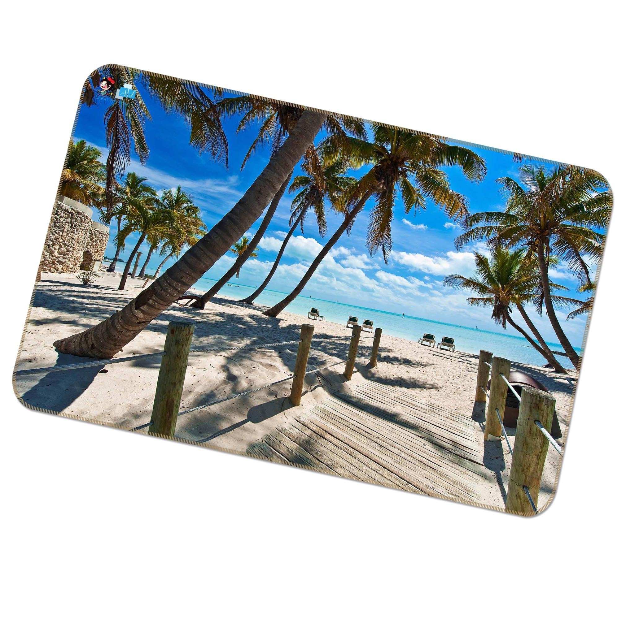 3D Coconut Tree Shadow 410 Non Slip Rug Mat Mat AJ Creativity Home