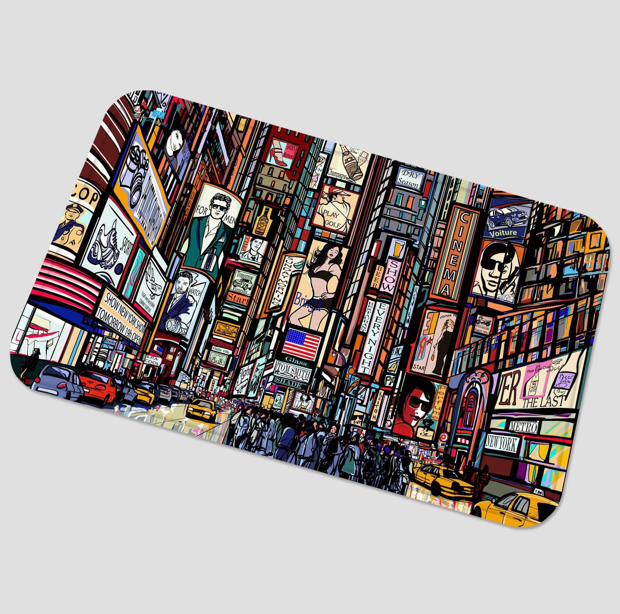 3D Busy City Painting 16 Non Slip Rug Mat Mat AJ Creativity Home