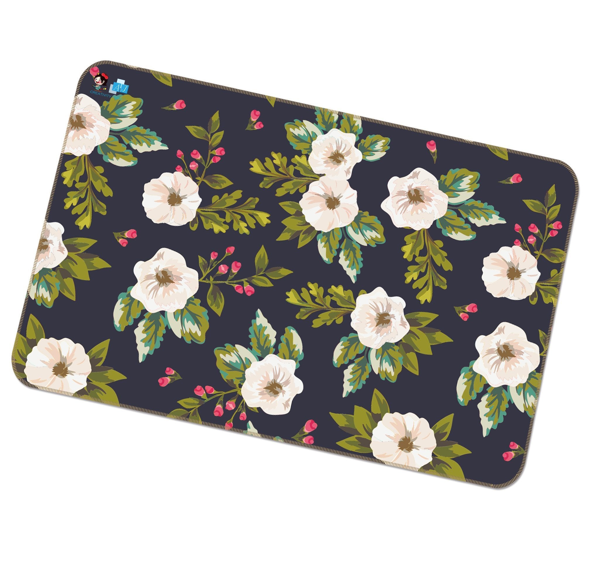 3D White Flower 007 Non Slip Rug Mat Mat AJ Creativity Home