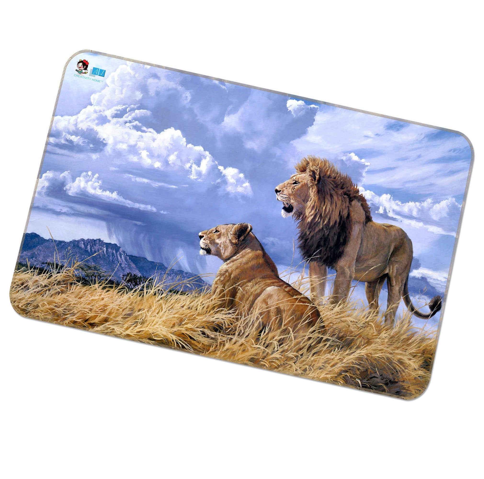 3D Lion Grass 359 Non Slip Rug Mat Mat AJ Creativity Home