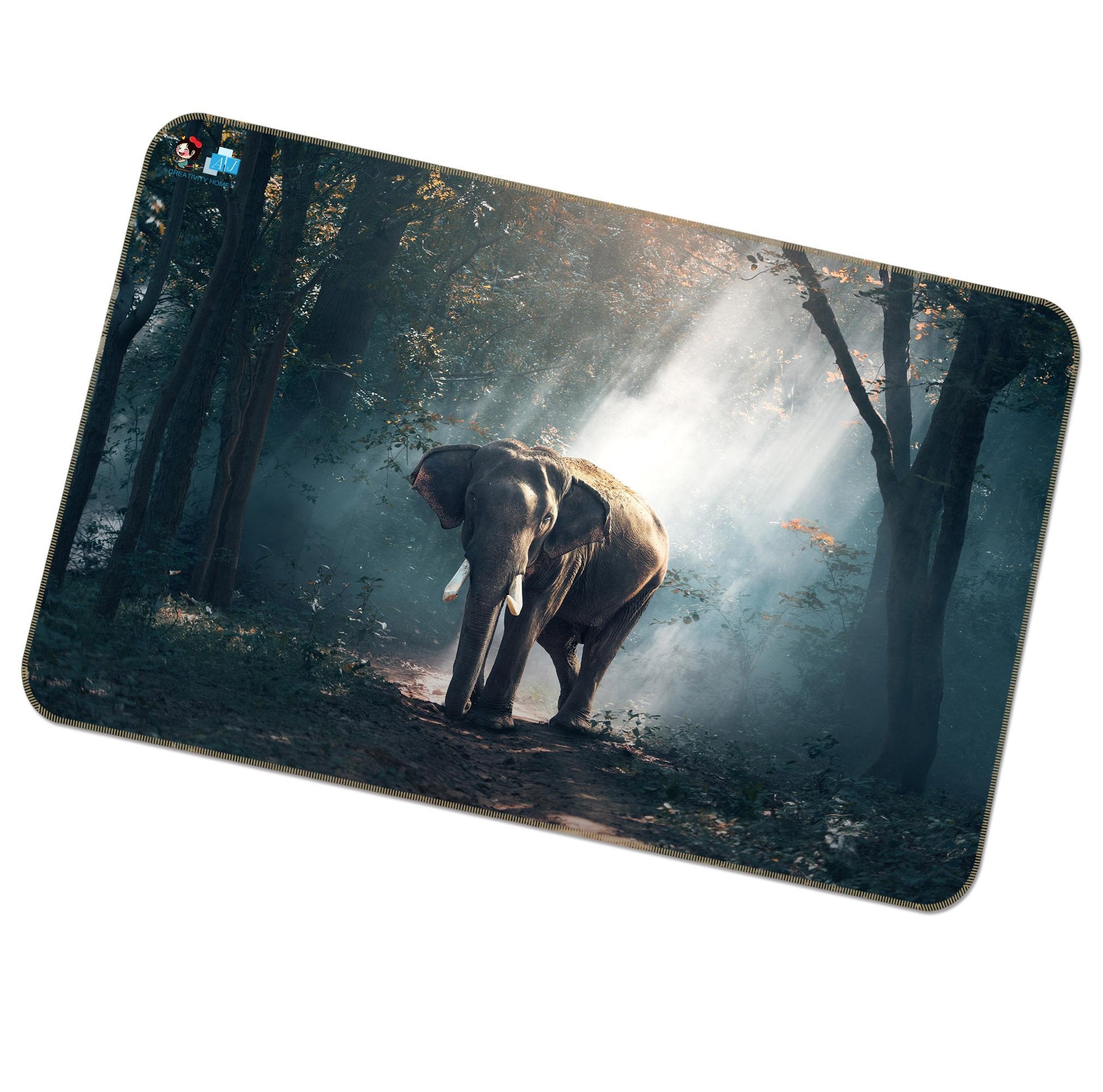 3D Woodland Elephant 030 Non Slip Rug Mat Mat AJ Creativity Home