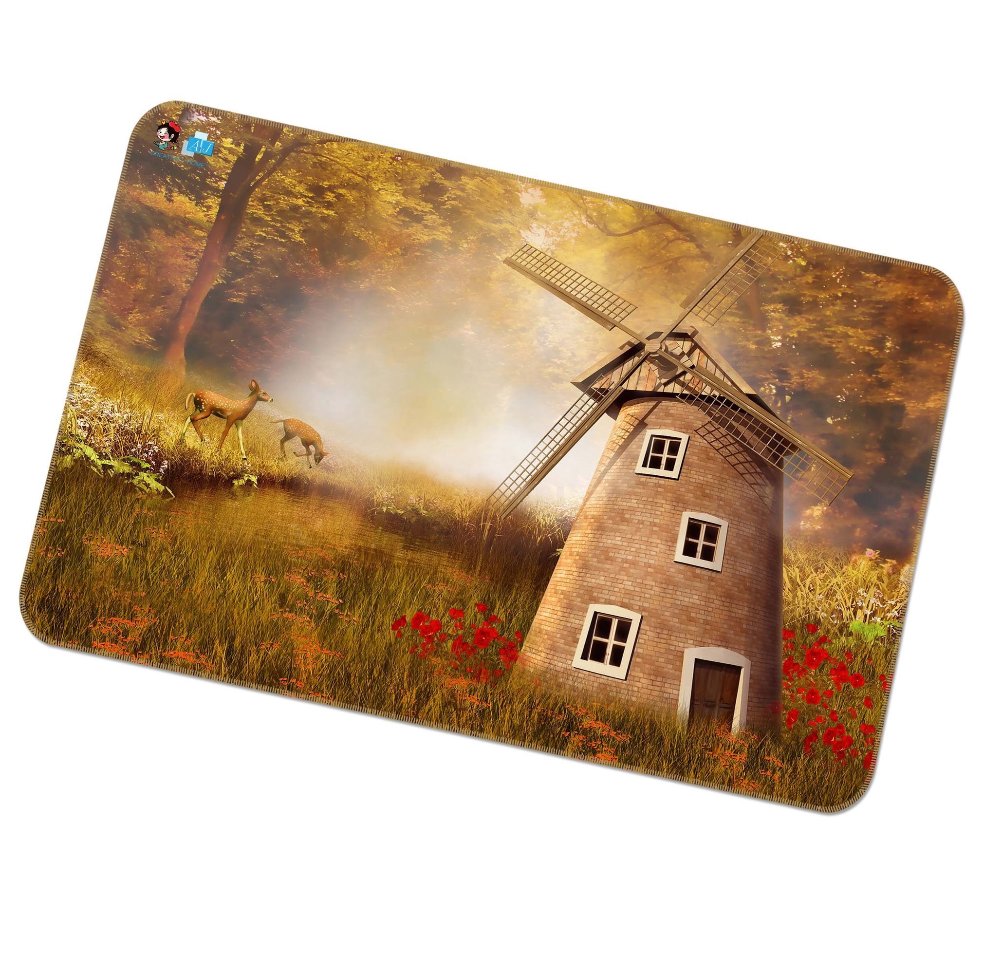 3D Cartoon Windmill 524 Non Slip Rug Mat Mat AJ Creativity Home