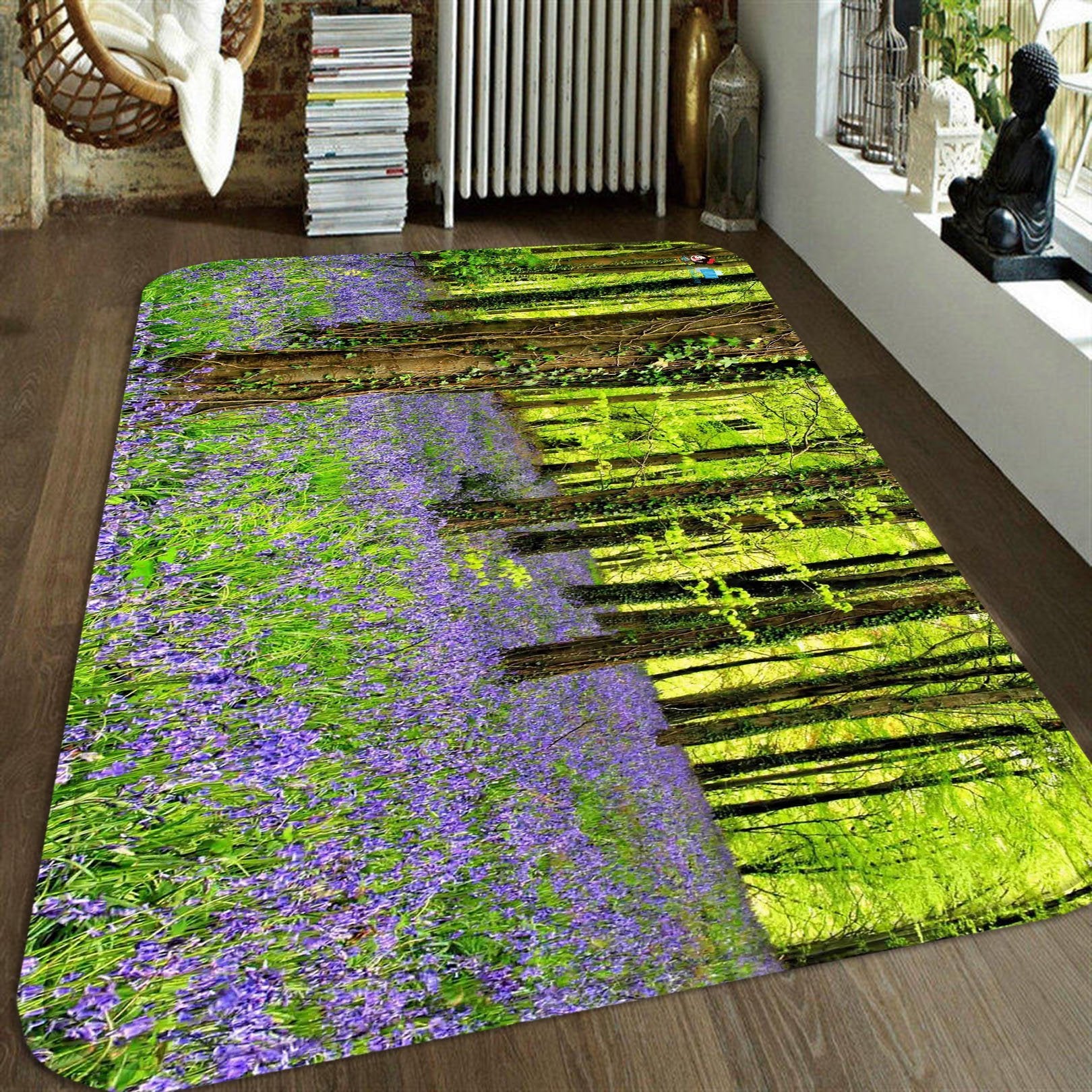 3D Forest Trees Flowers 8 Non Slip Rug Mat Mat AJ Creativity Home