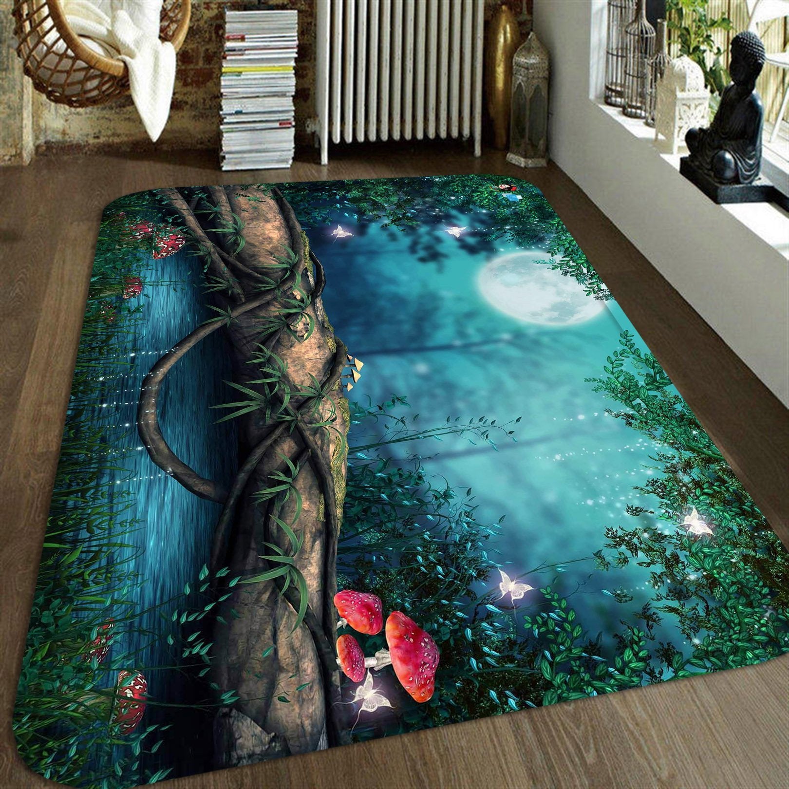 3D Bright Forest Full Moon 28 Non Slip Rug Mat Mat AJ Creativity Home