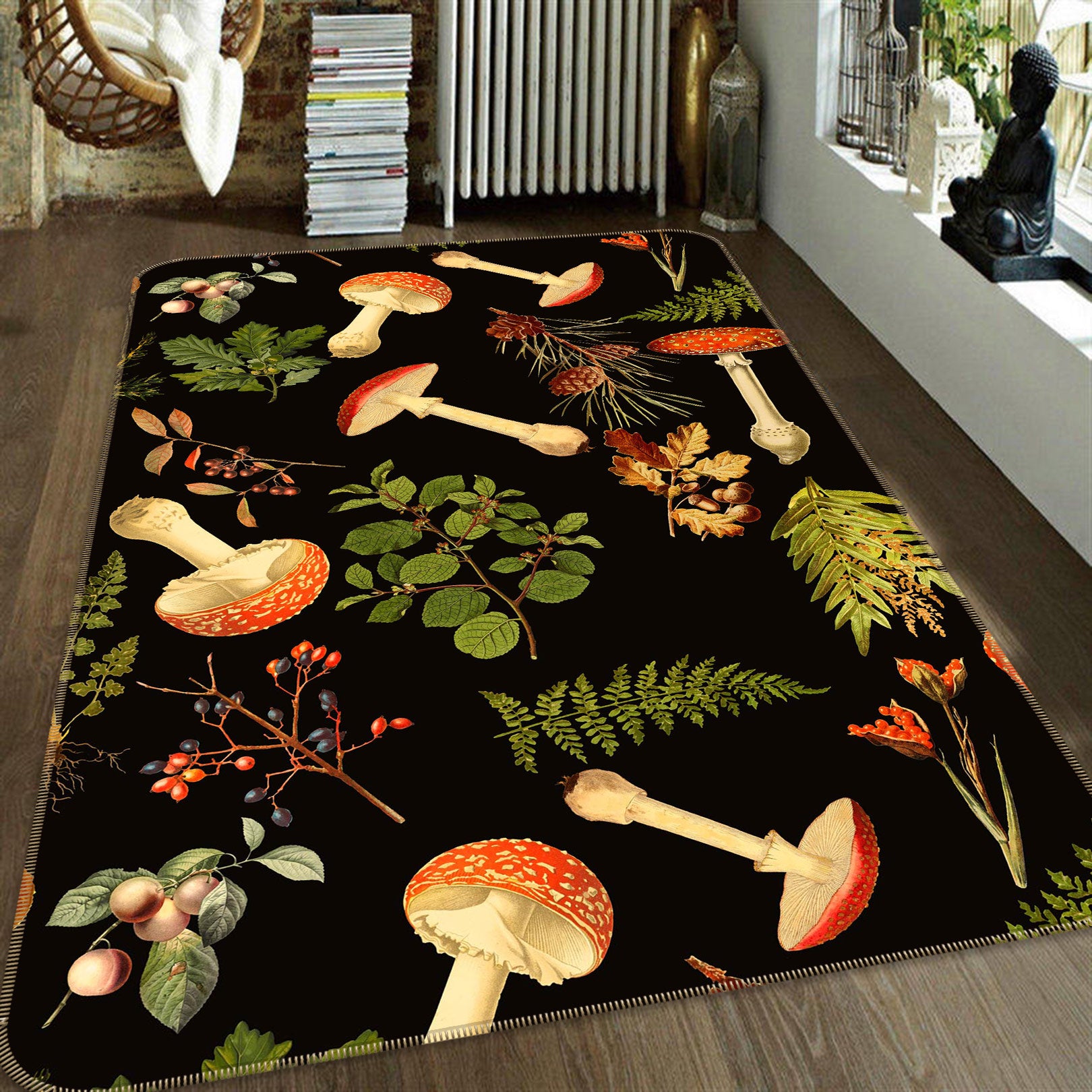 3D Mushroom Leaves 167 Uta Naumann Rug Non Slip Rug Mat