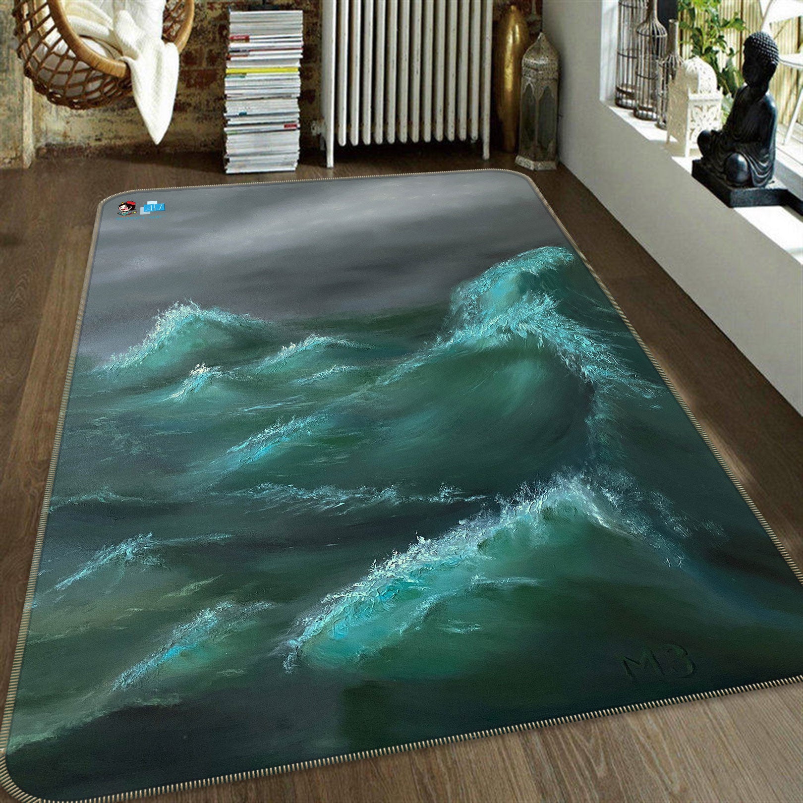 3D Waves 9720 Marina Zotova Rug Non Slip Rug Mat