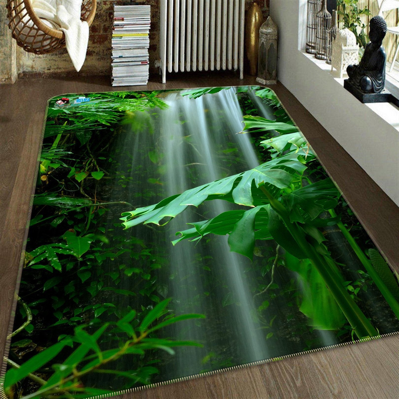 3D Waterfall Green Plants 211 Non Slip Rug Mat Mat AJ Creativity Home