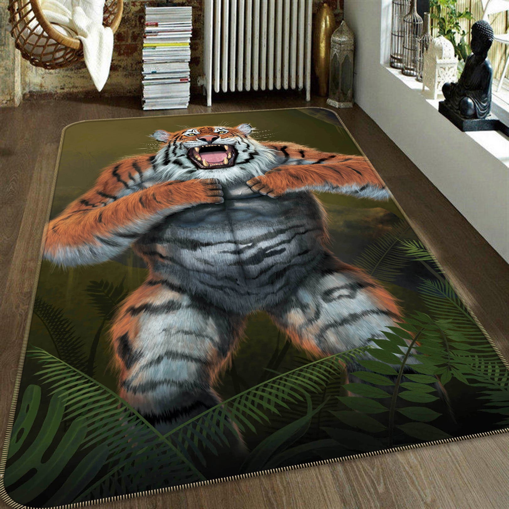 3D Tigerilla 1075 Vincent Hie Rug Non Slip Rug Mat