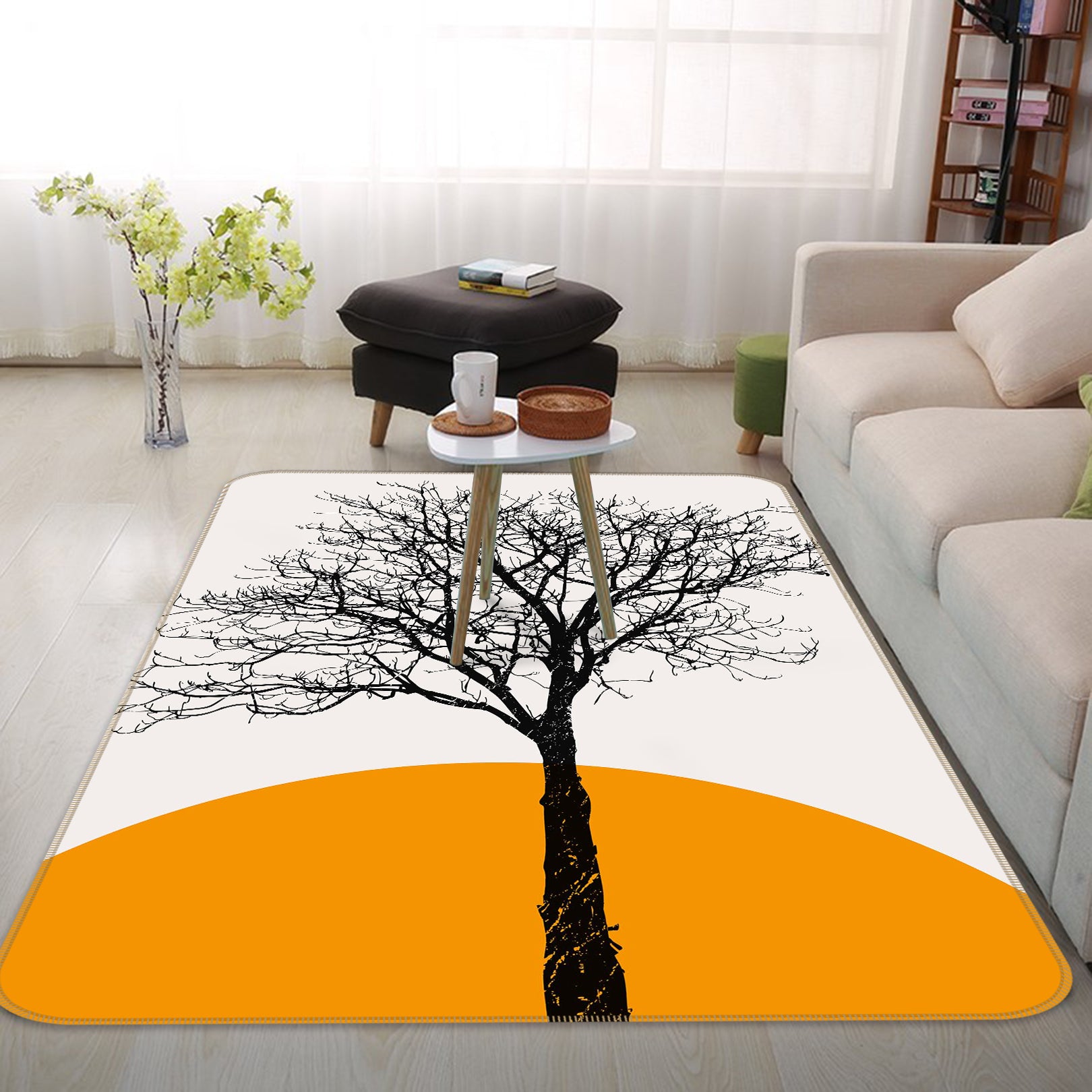 3D Moon Dead Tree 1120 Boris Draschoff Rug Non Slip Rug Mat